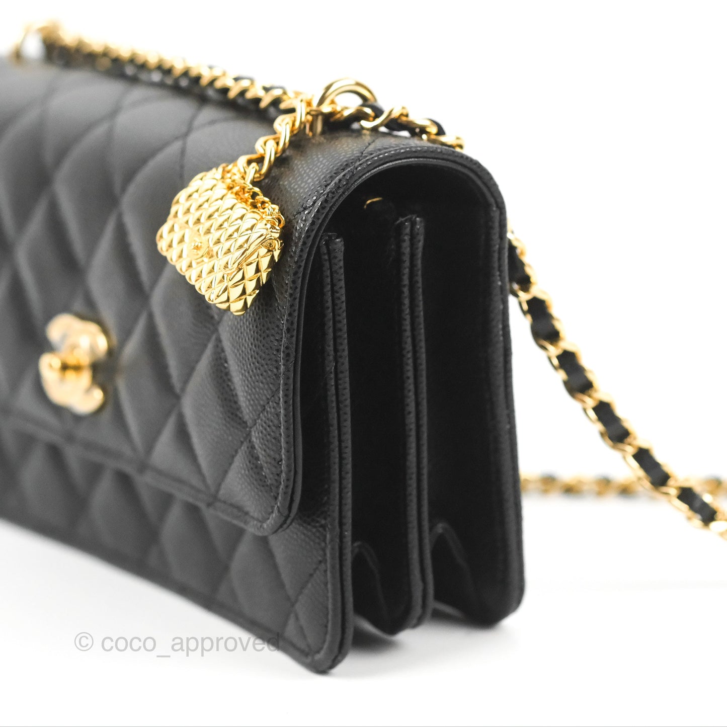 Chanel WOC Bag Charm Black Caviar Gold Hardware