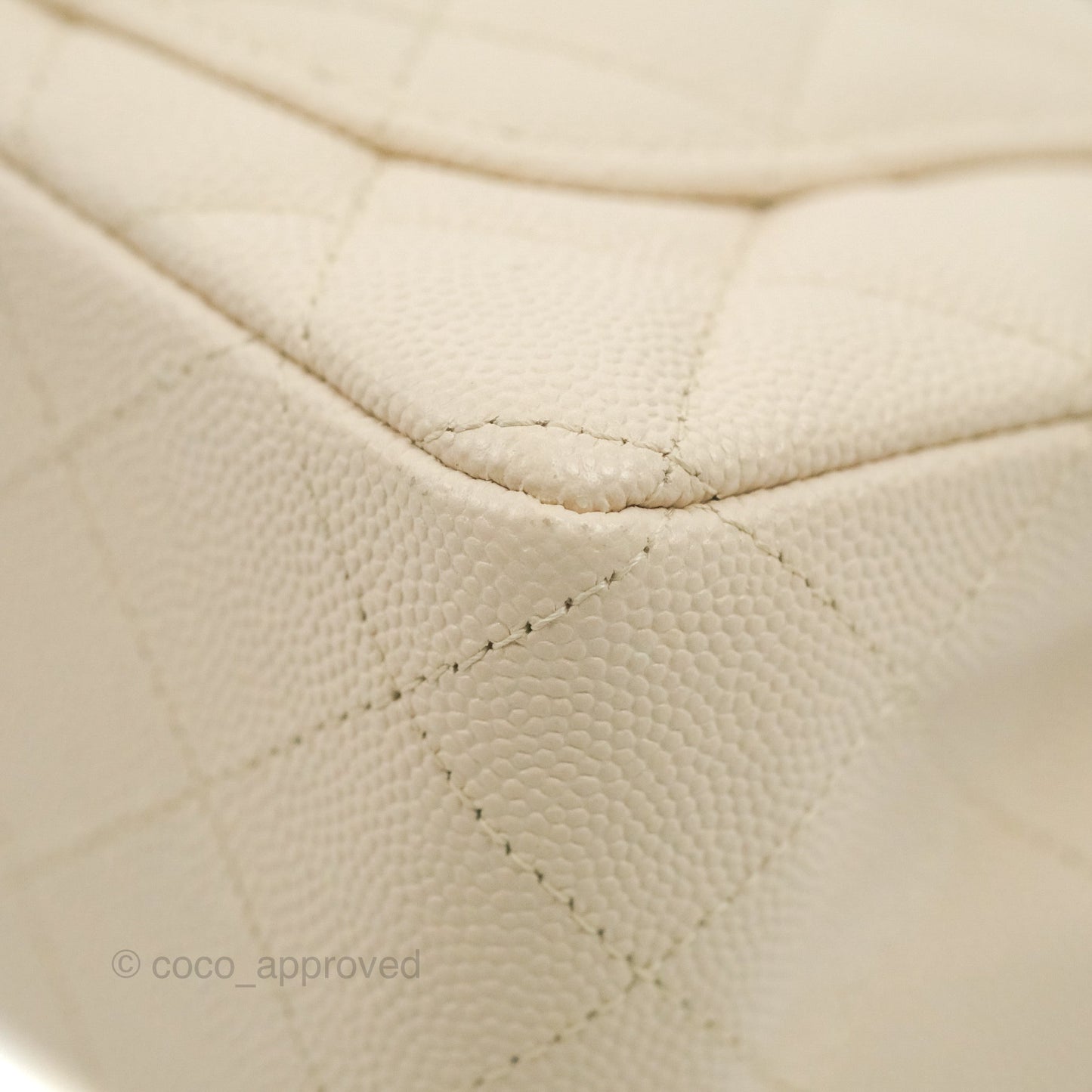 Chanel Quilted Mini Rectangular Ivory Caviar Silver Hardware