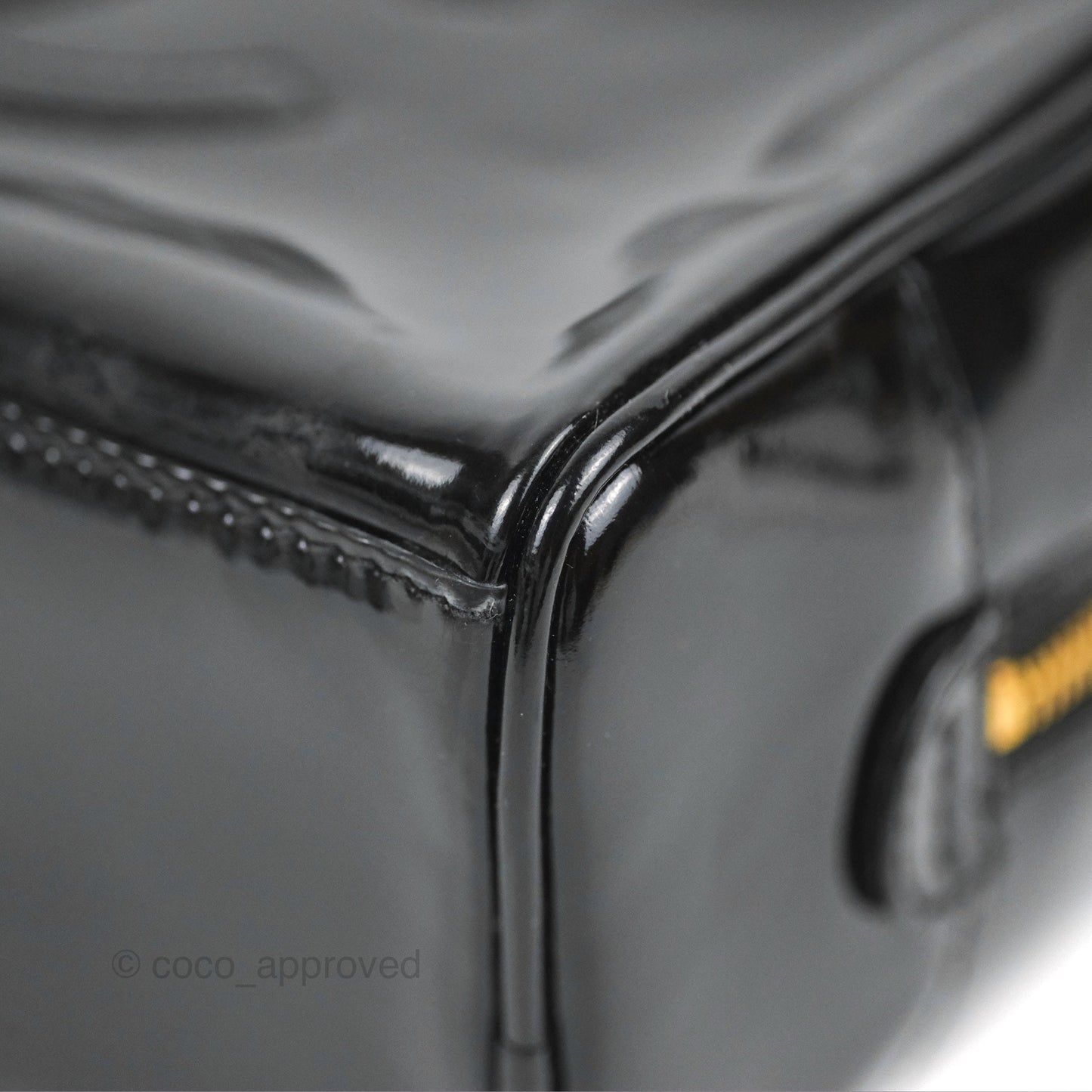 Chanel Vintage Coco Black Leather Patent Make Up Pouch