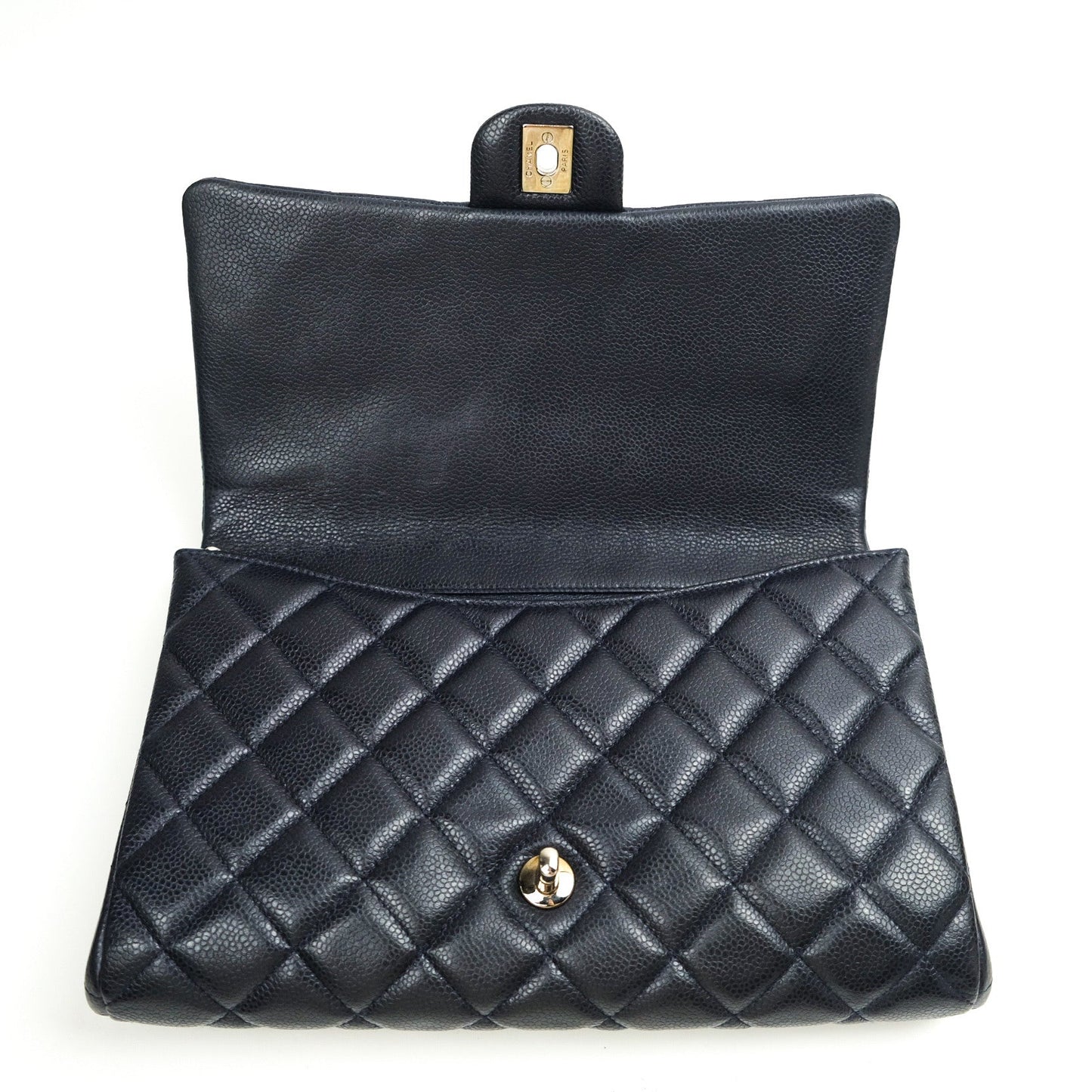 Chanel Quilted Clutch with Chain Dark Navy Caviar Silver Hardware