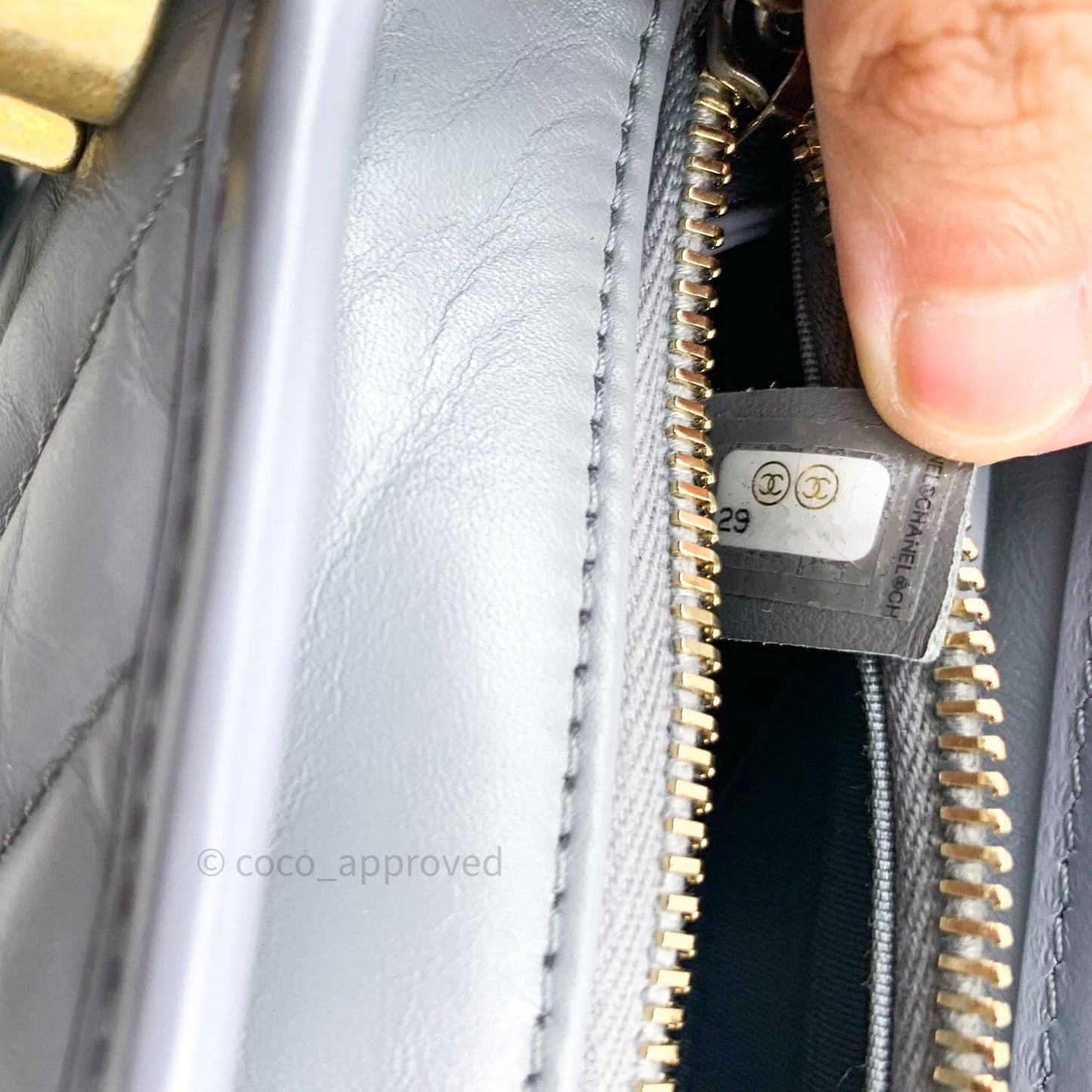 Chanel Calfskin Chevron Small Gabrielle Hobo Grey Mixed Hardware