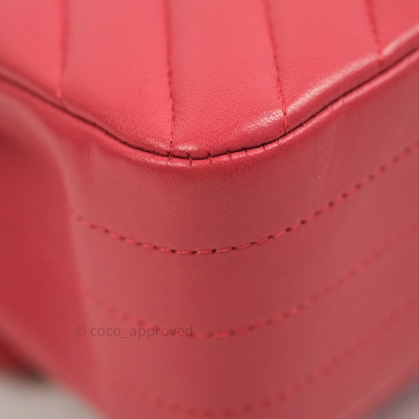 Chanel Chevron M/L Medium Double Flap Bag Dark Pink Lambskin Gold Hardware
