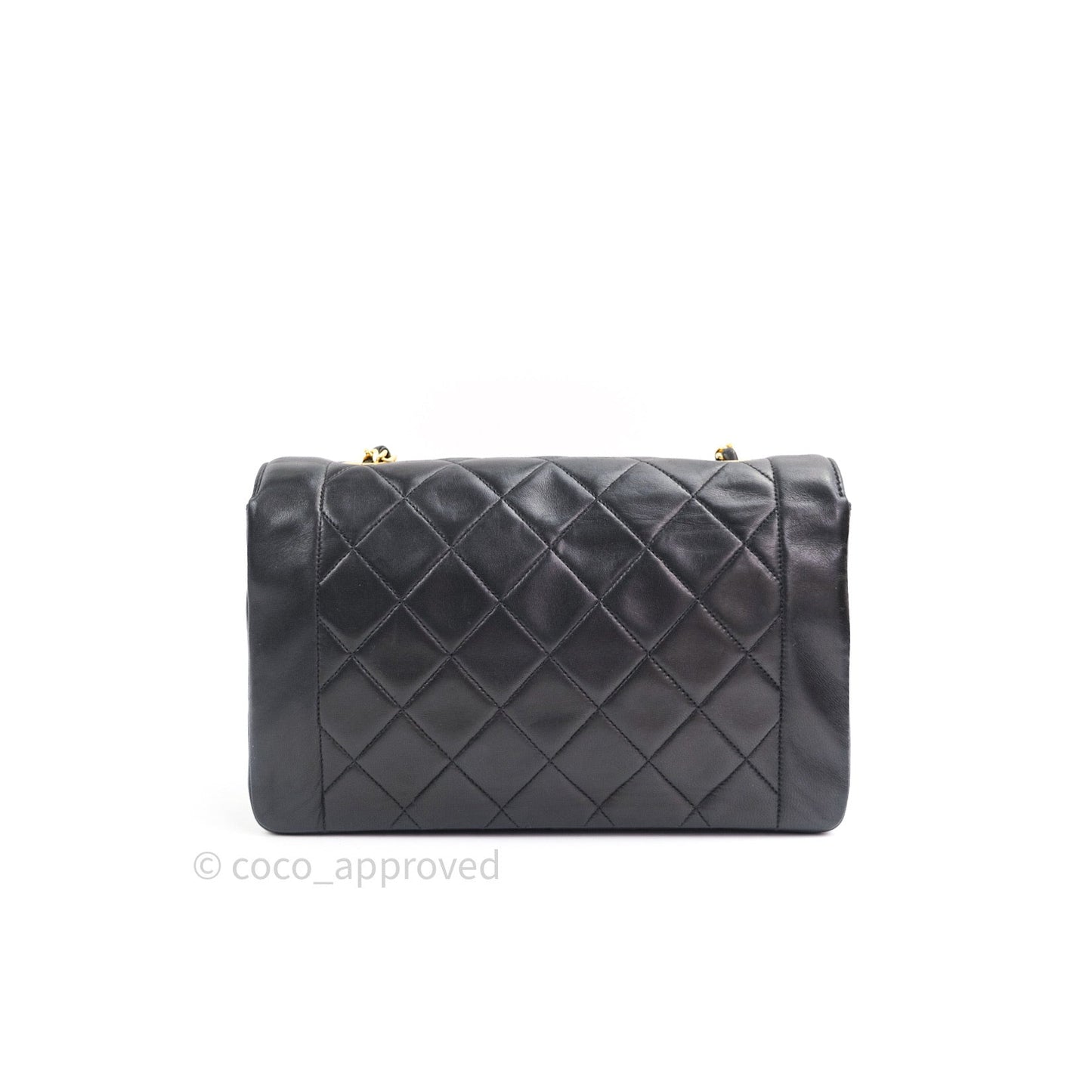 Chanel Black Quilted Lambskin Medium Vintage Classic Diana Flap Bag