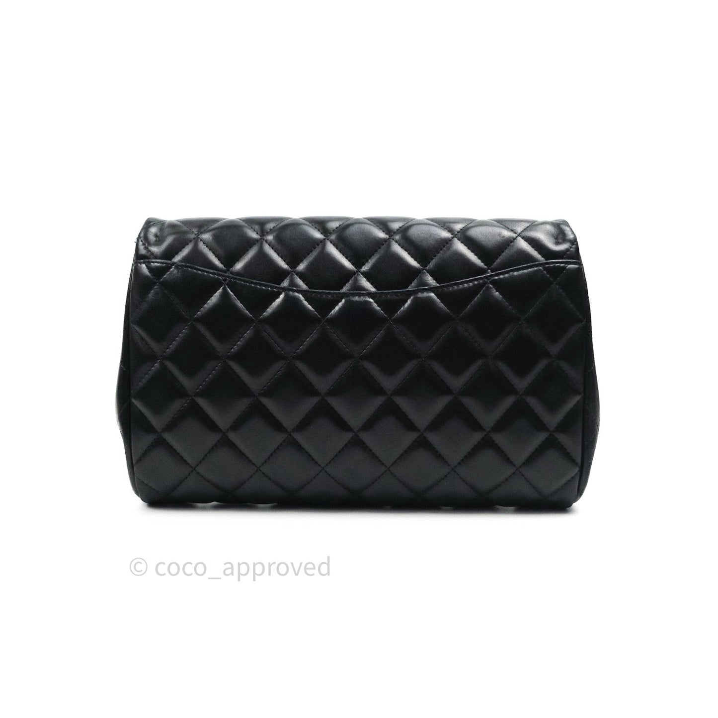 Chanel Quilted Clutch with Chain Black Lambskin Silver Hardware