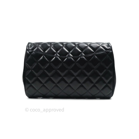 Chanel Quilted Clutch with Chain Black Lambskin Silver Hardware