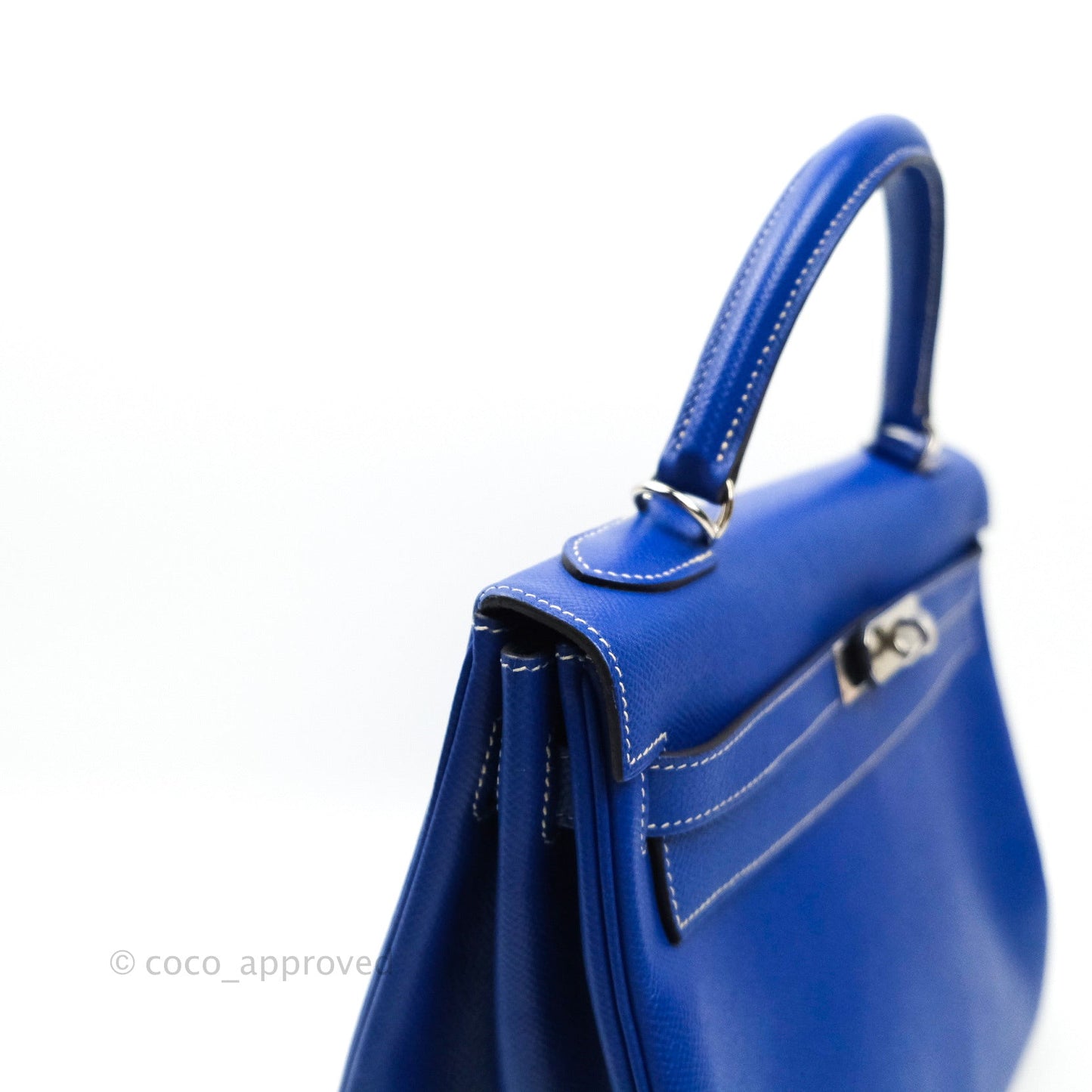 Hermès Kelly 32 Bleu Electrique Epsom Palladium Hardware
