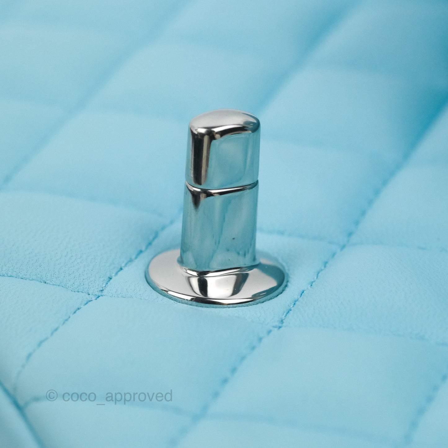 Chanel Quilted Mini Rectangular Flap Light Blue Lambskin Silver Hardware