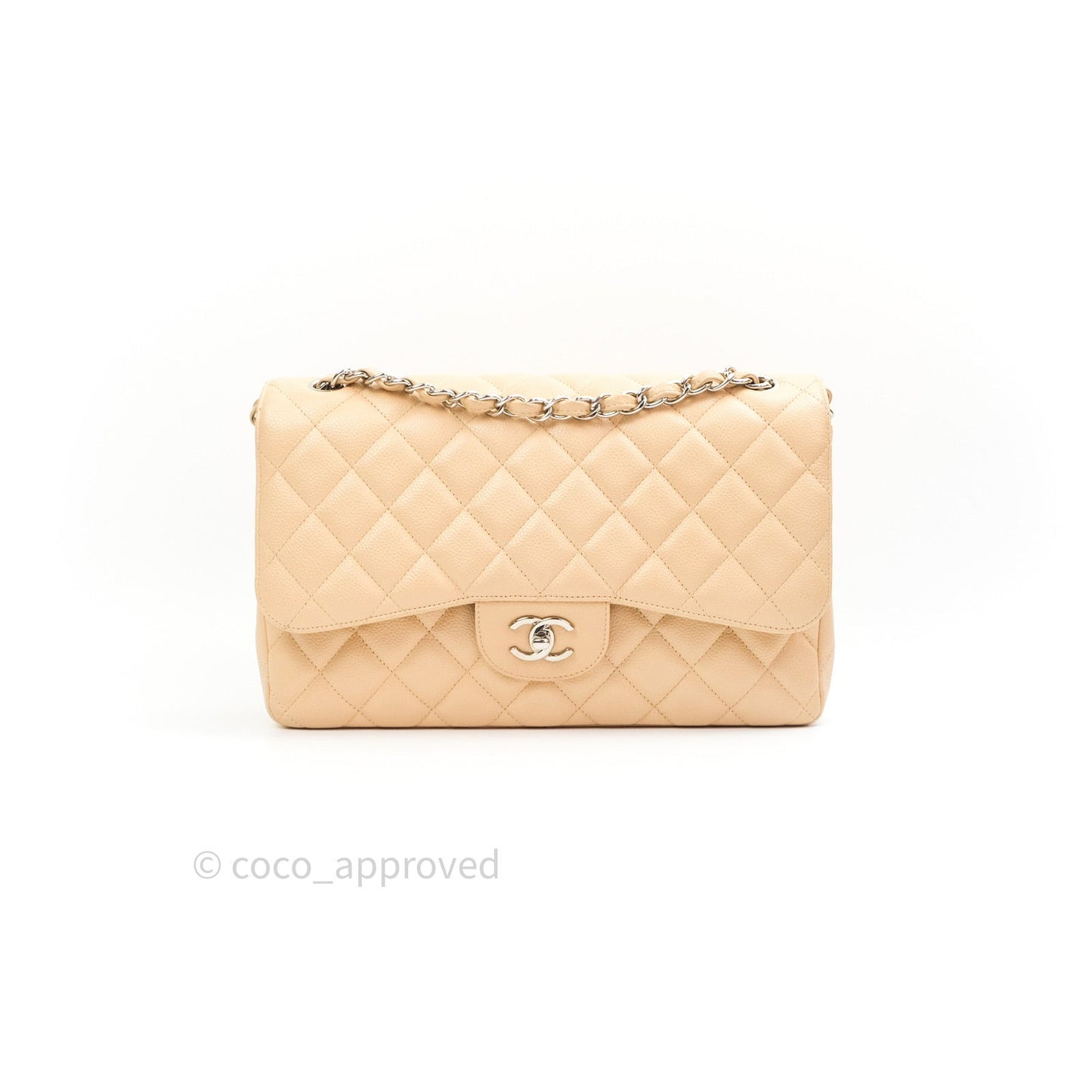 Chanel Jumbo Double Flap Beige Caviar Silver Hardware⁣⁣
