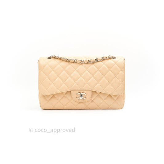 Chanel Jumbo Double Flap Beige Caviar Silver Hardware⁣⁣