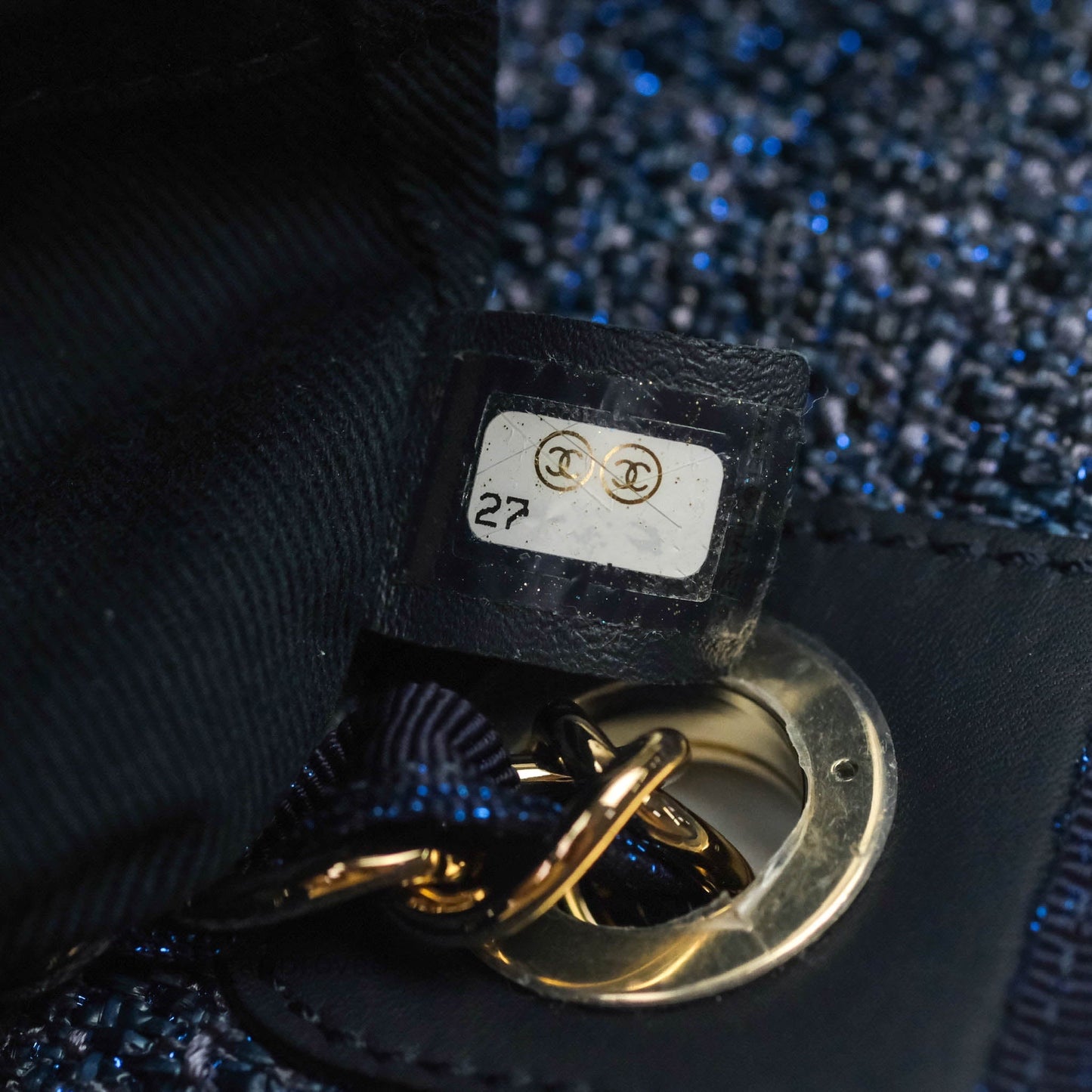 Chanel Large Deauville Navy Blue Canvas Gold Hardware