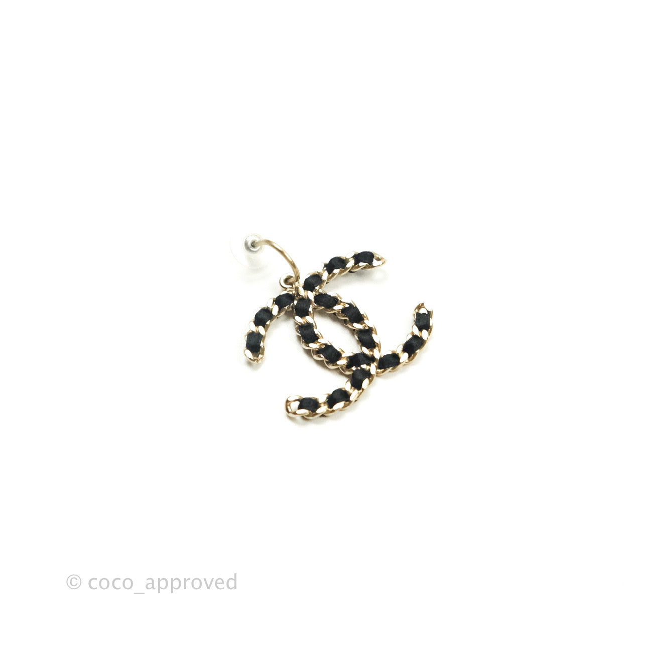 Chanel Satin CC Chain Earrings Light Gold
