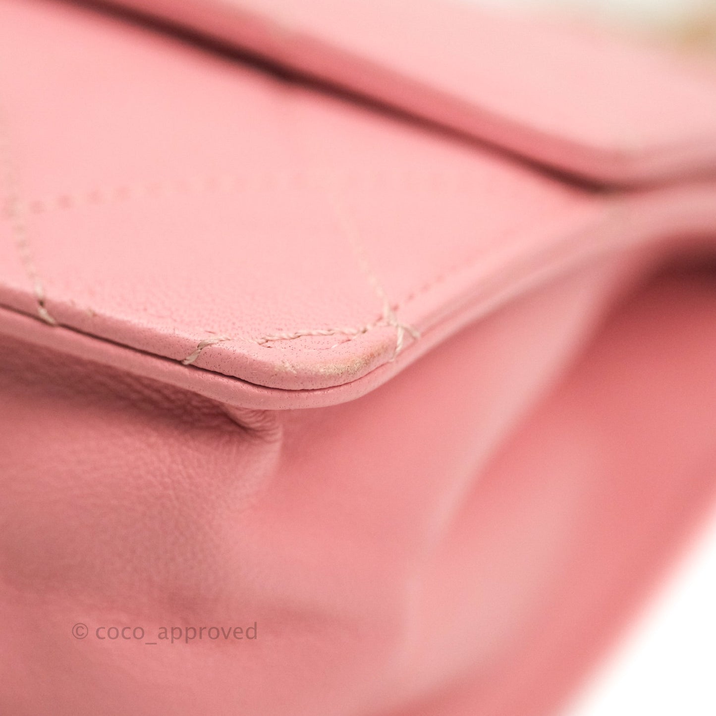 Chanel Large Quilted Lambskin Pearl Chain Flap Bag Pink Aged Gold Hardware