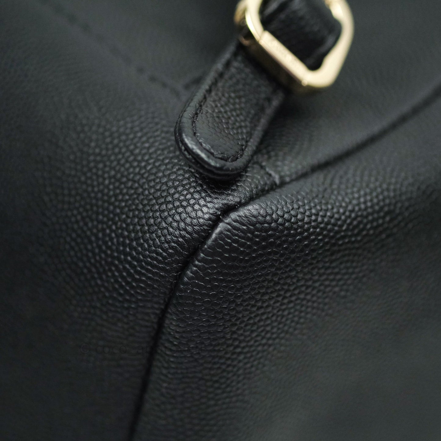 Chanel Quilted Business Affinity Backpack Black Caviar Light Gold Hardware
