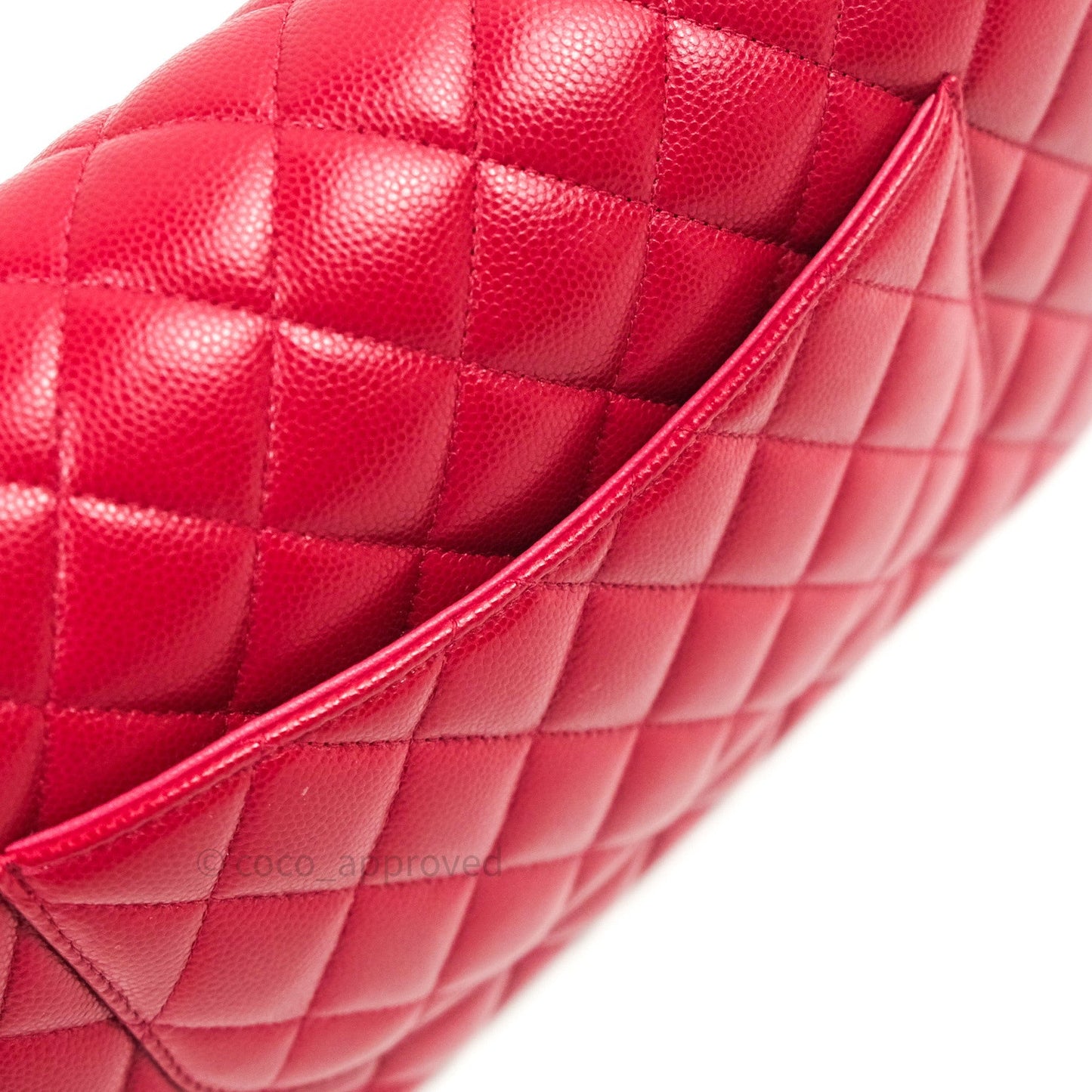 Chanel Classic M/L Medium Double Flap Bag Red Caviar Silver Hardware 18B