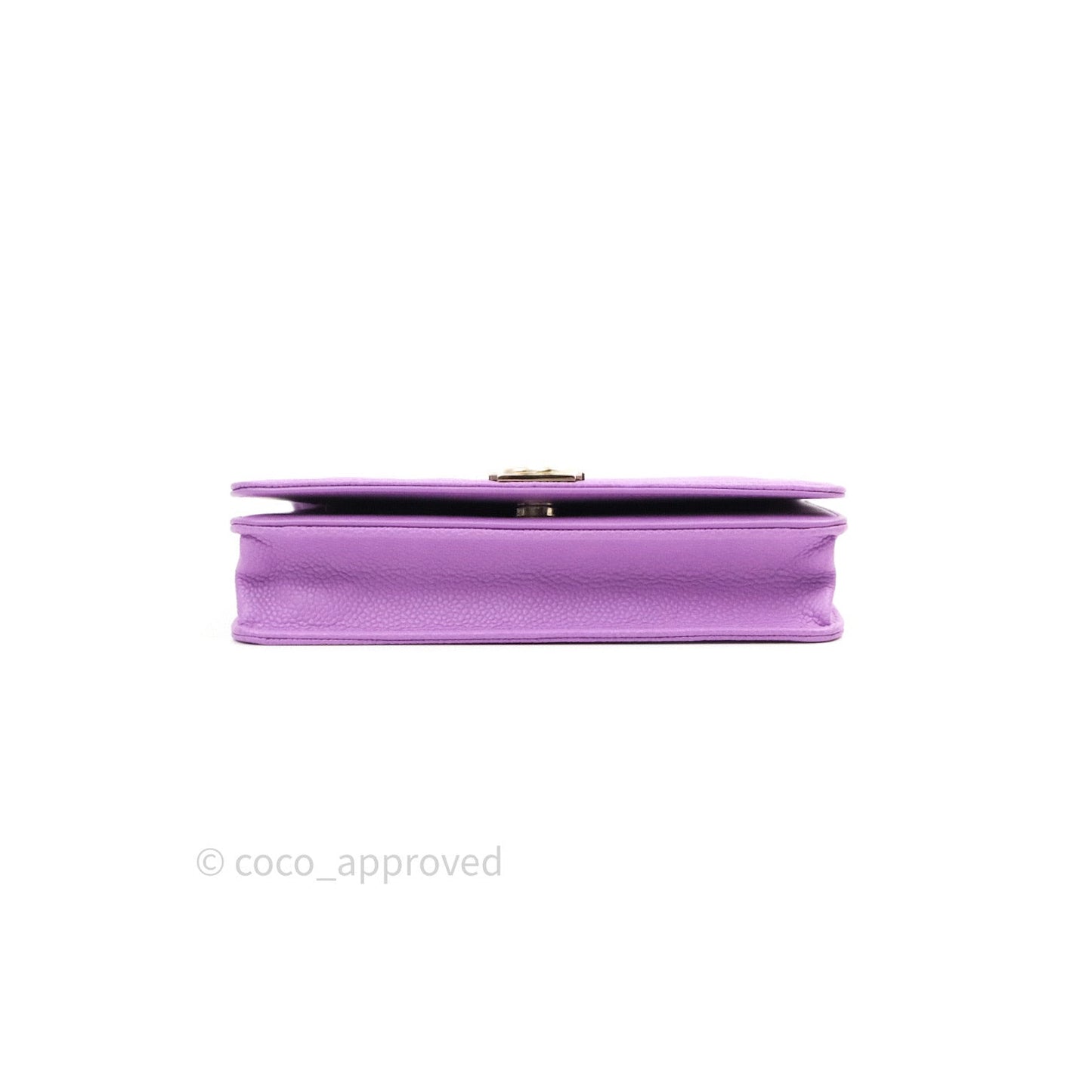 Chanel Quilted Boy Wallet on Chain WOC Purple Caviar Gold Hardware