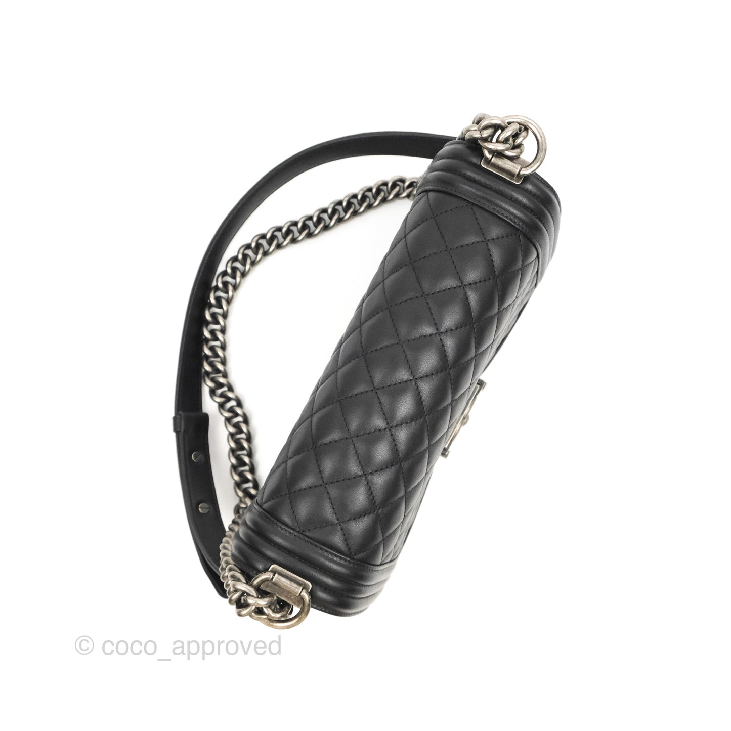 Chanel Quilted Medium Boy Black Calfskin Ruthenium Hardware