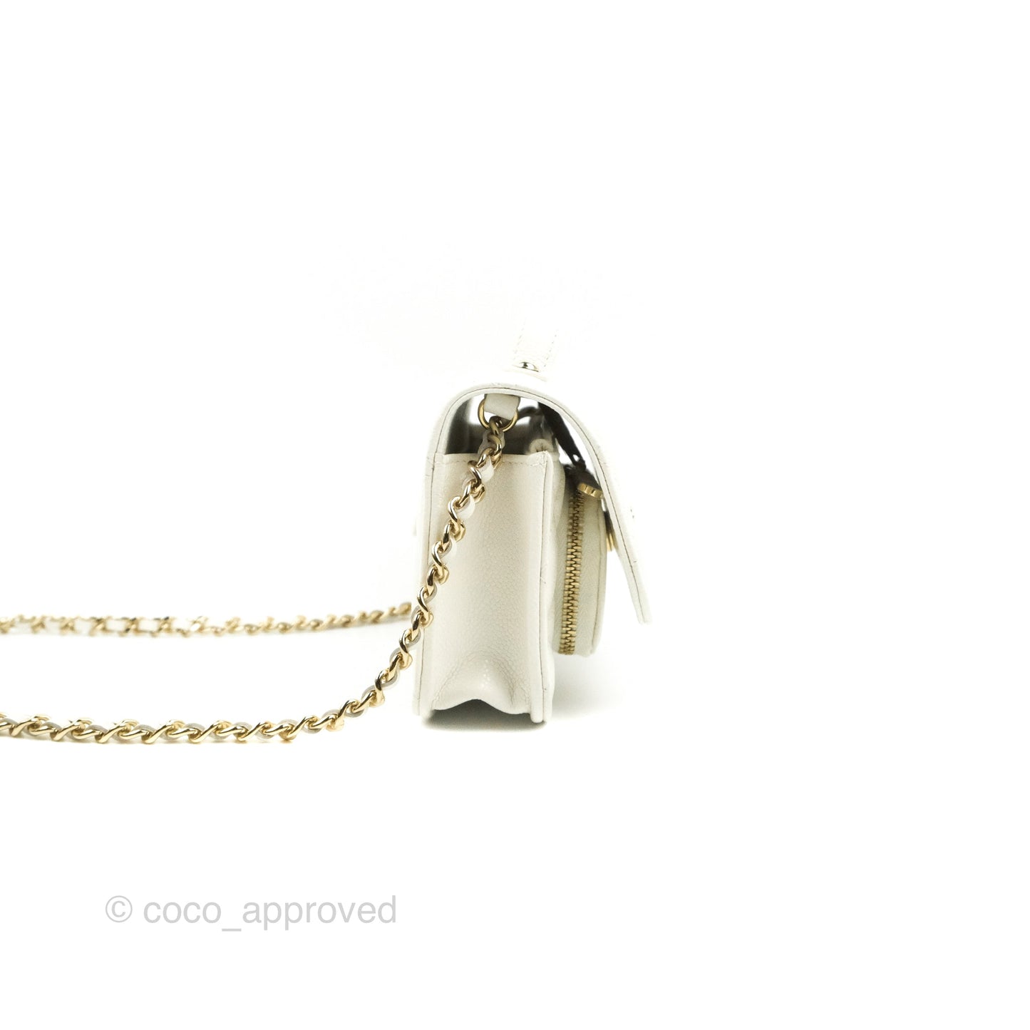 Chanel Business Affinity Clutch With Chain White Caviar Gold Hardware