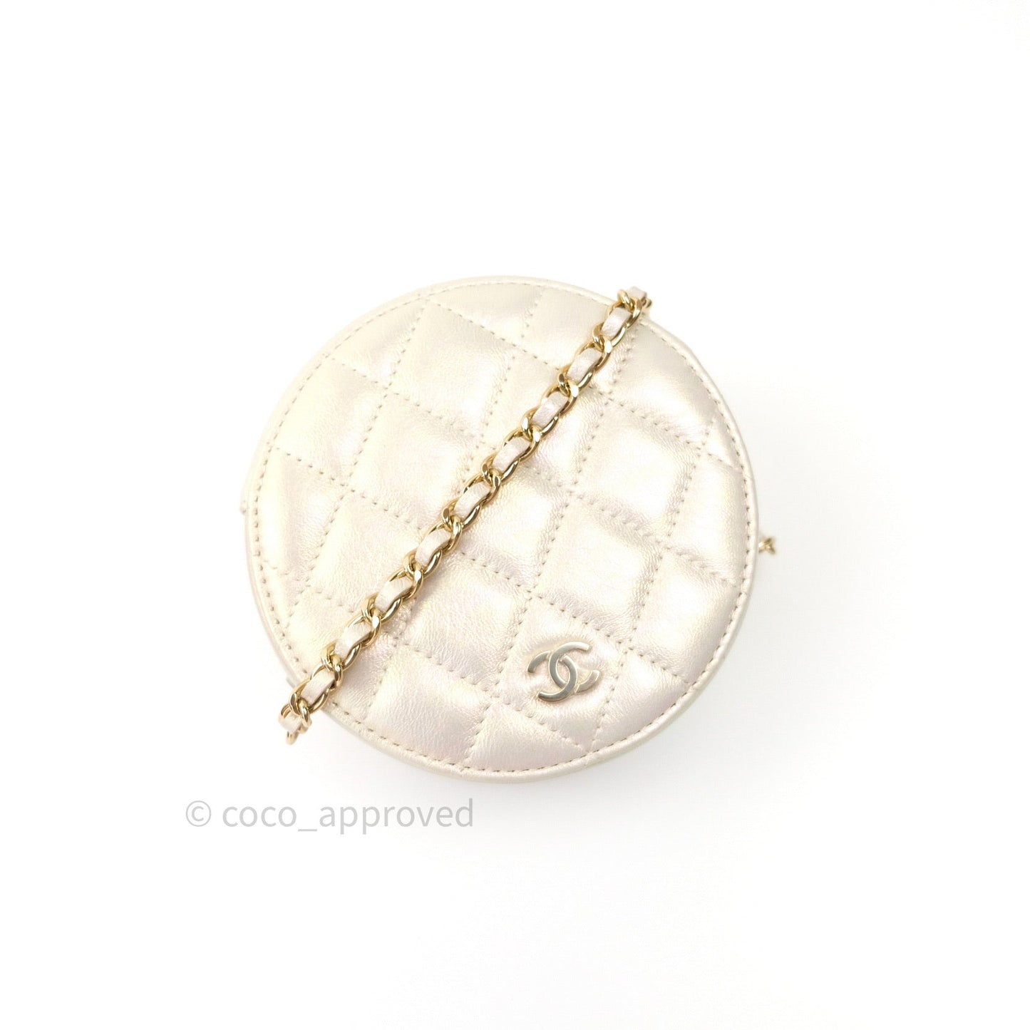 Chanel Round Circle Bag Iridescent Ivory Gold Hardware 20A