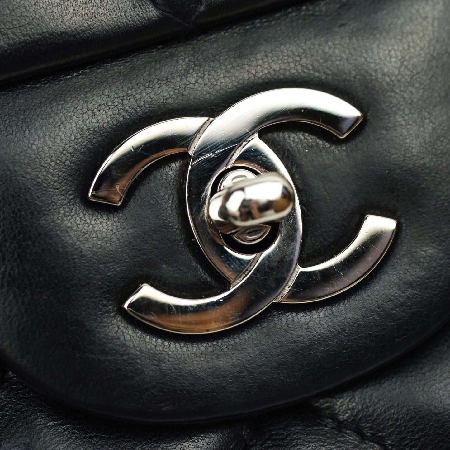 Chanel Classic Quilted Jumbo Single Flap Black Lambskin Silver Hardware⁣⁣