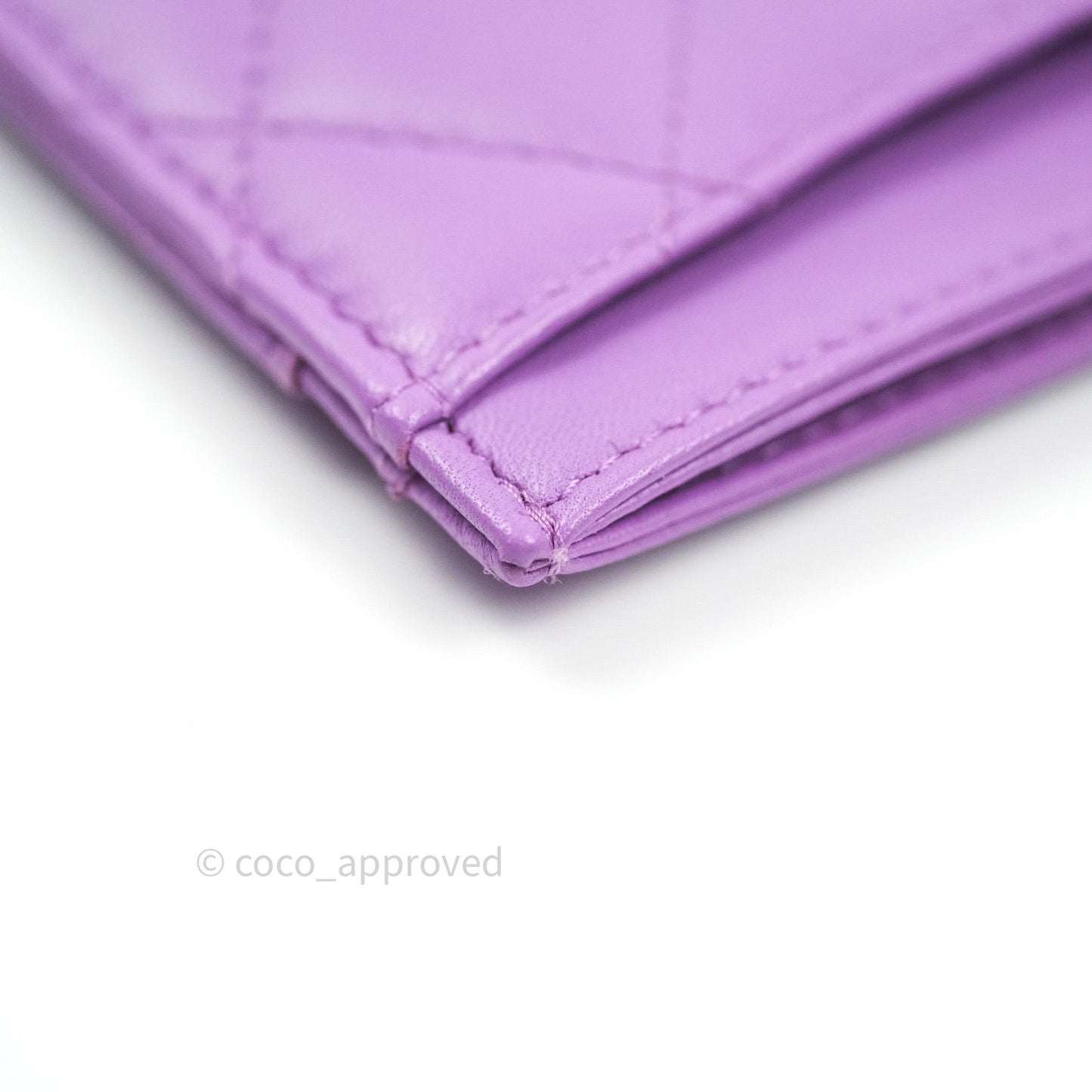 Chanel Quilted Classic Purple Lambskin Silver Hardware Flat Card Holder