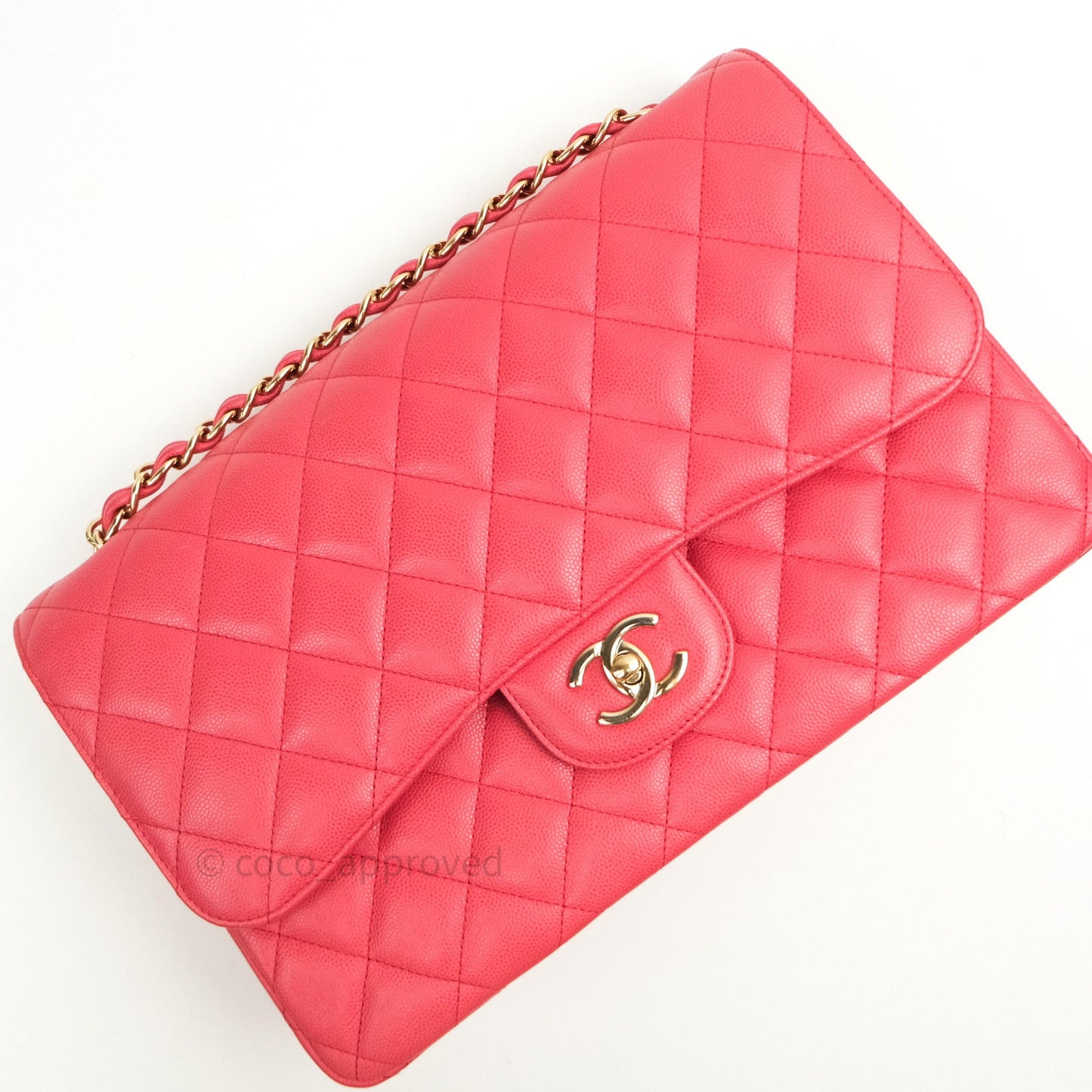 Chanel Classic Jumbo Double Flap Pink Caviar Gold Hardware⁣⁣ 17C