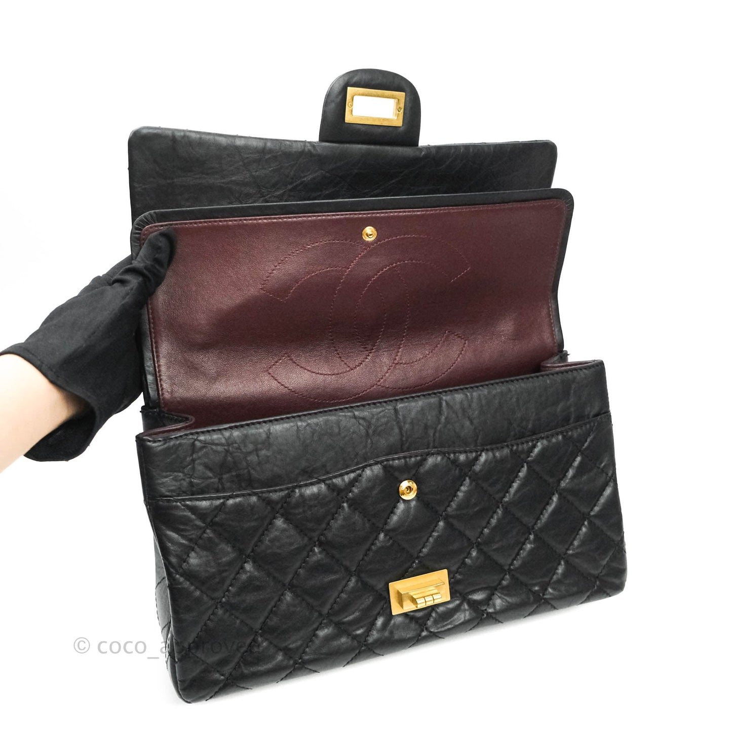 Chanel Reissue Quilted Aged Calfskin Black Aged Gold Hardware 227