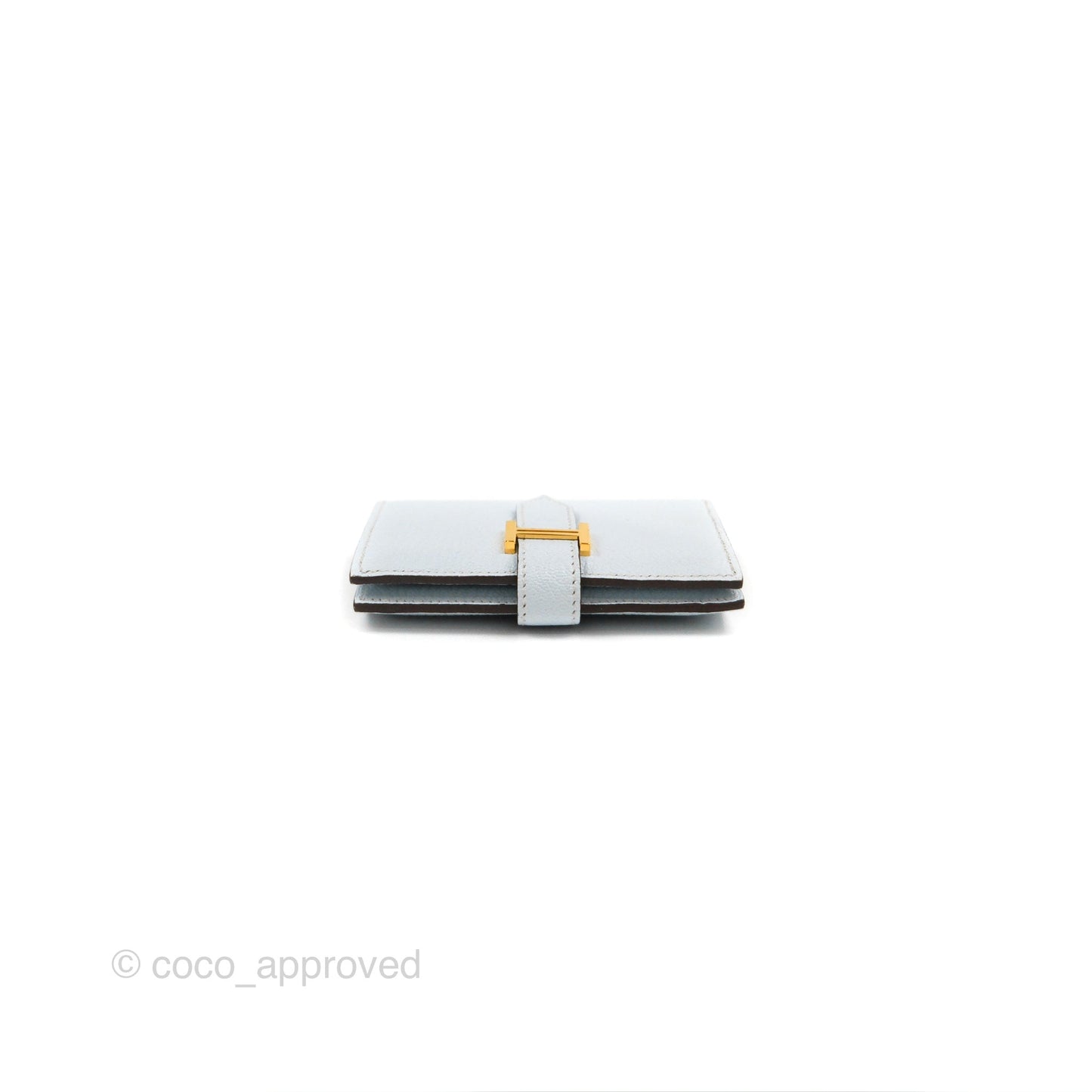 Hermes Bearn Card Holder Chevre Mysore Bleu Brume Gold Hardware