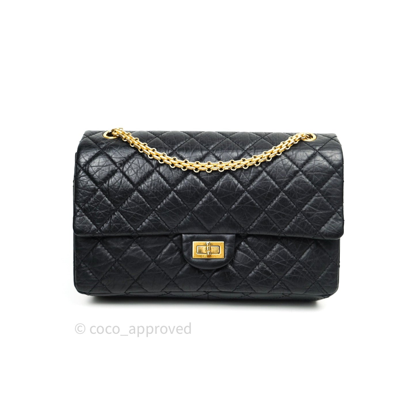 Chanel Reissue Quilted Aged Calfskin Black Gold Hardware 226