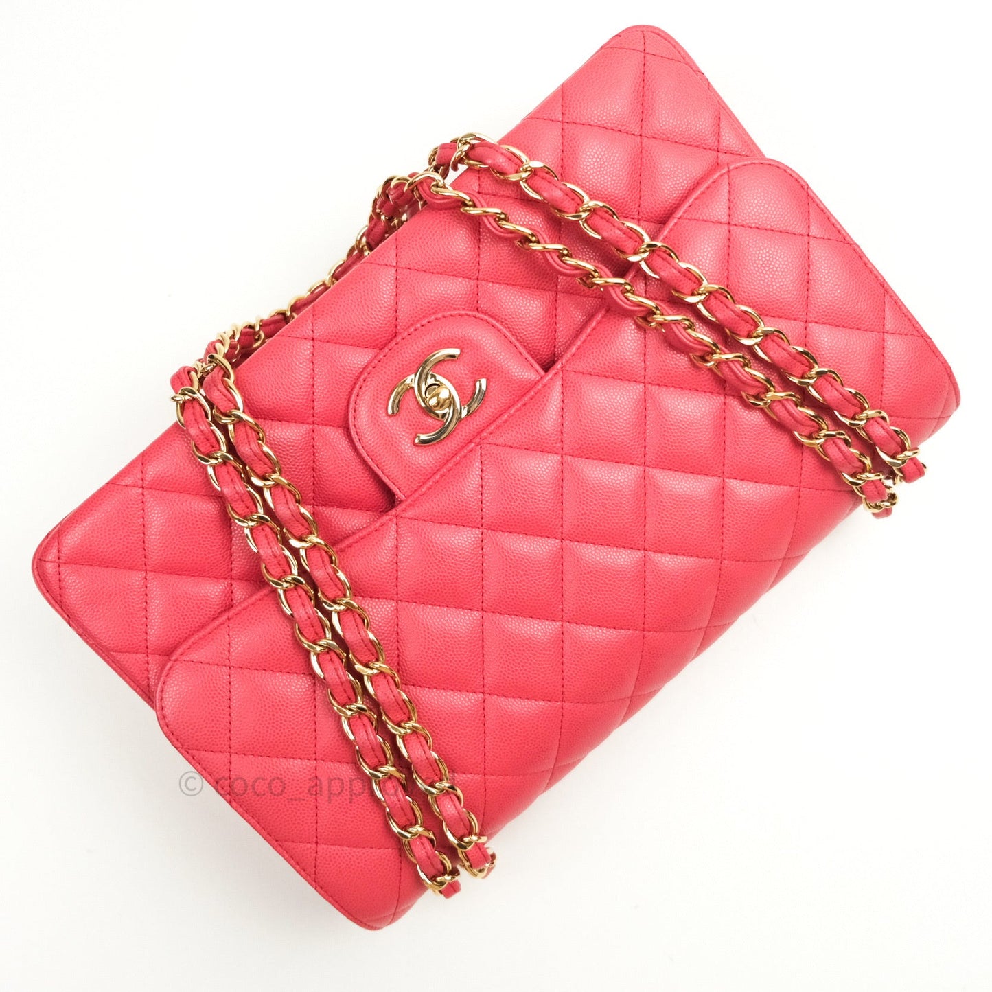 Chanel Classic Jumbo Double Flap Pink Caviar Gold Hardware⁣⁣ 17C