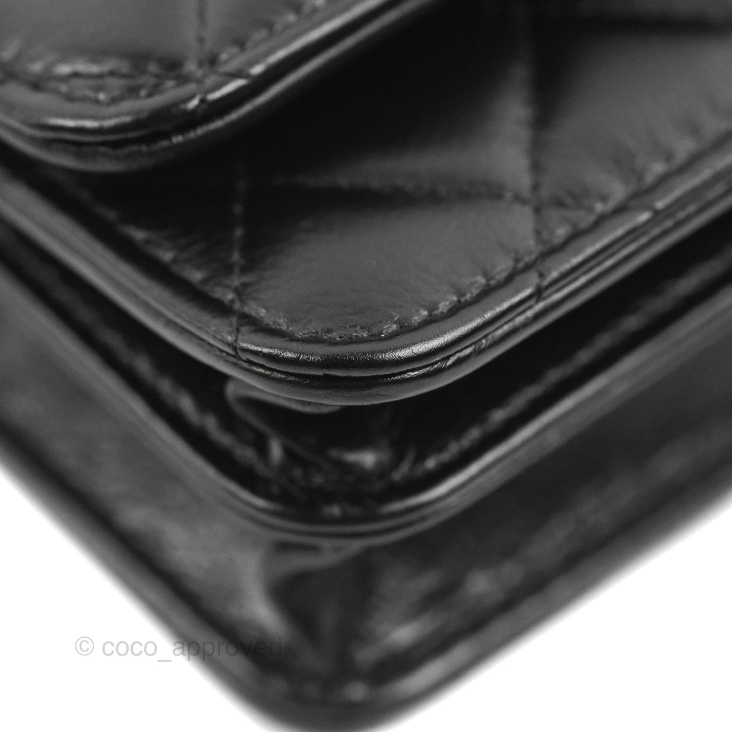Chanel Quilted Large Pearl Mini Wallet On Chain WOC Black Calfskin