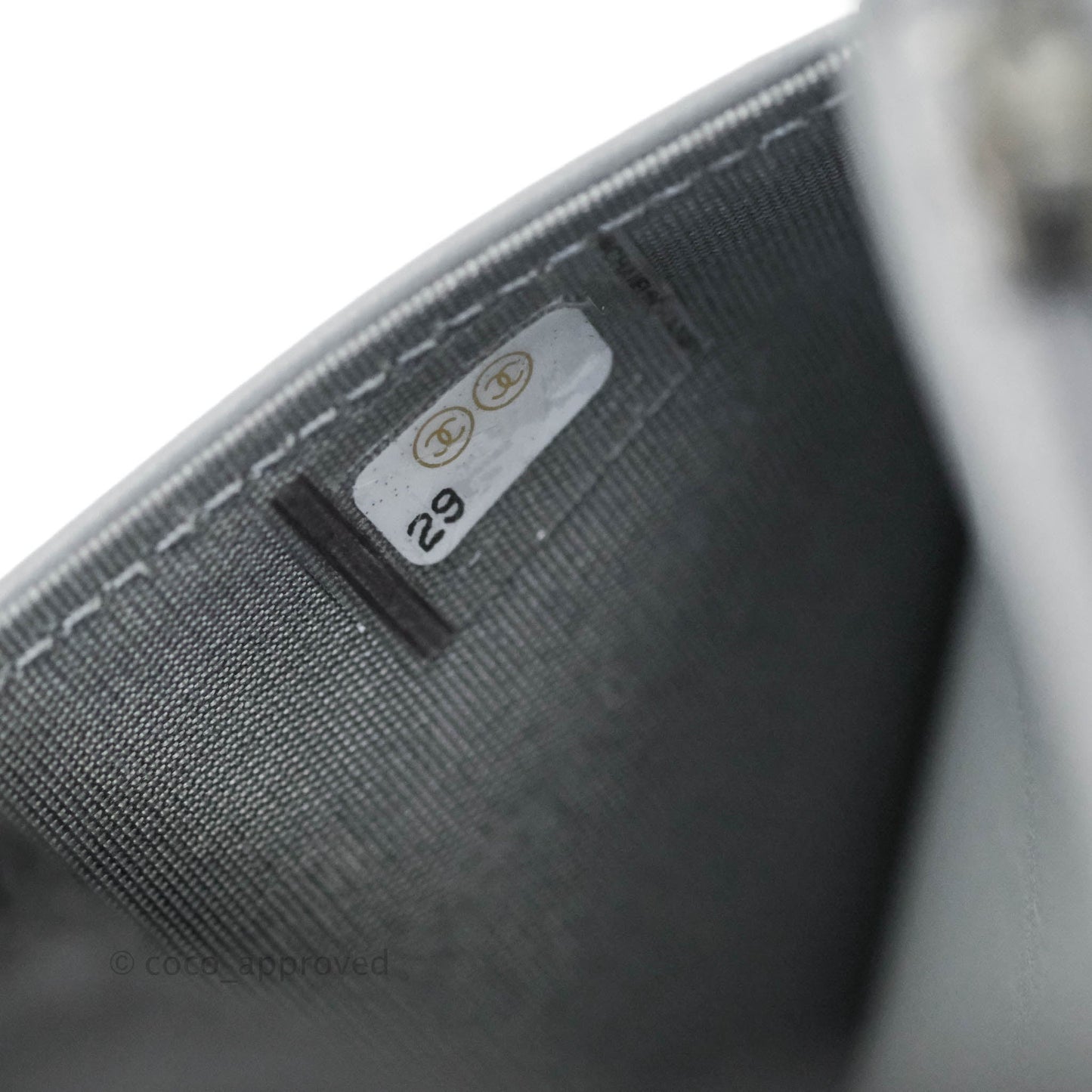 Chanel Chevron Boy Wallet on Chain WOC Grey Caviar Ruthenium Hardware