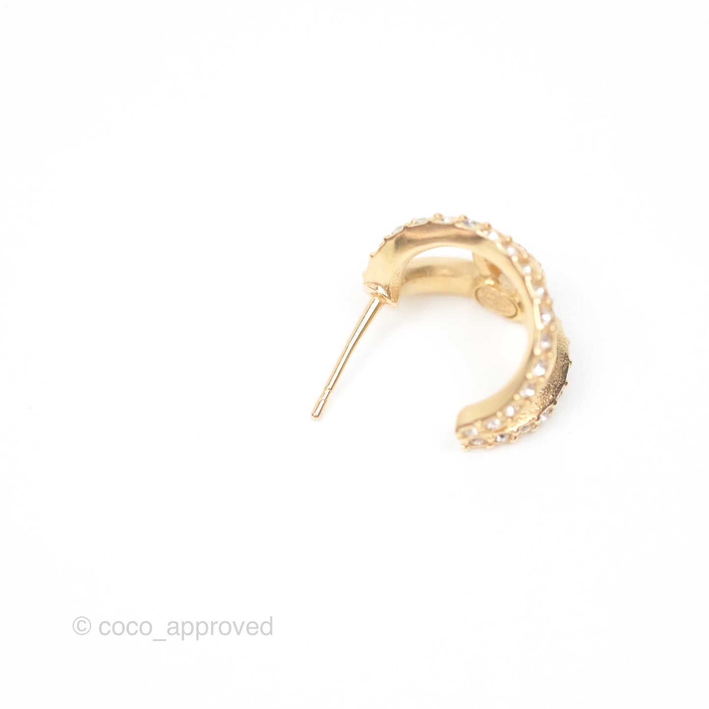 Chanel CC Hoop Crystal Earrings Gold Tone 22A