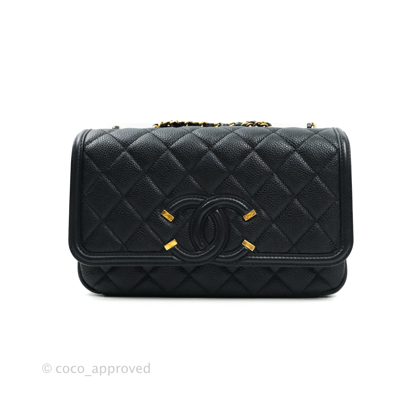 Chanel Quilted Small CC Filigree Flap Black Caviar
