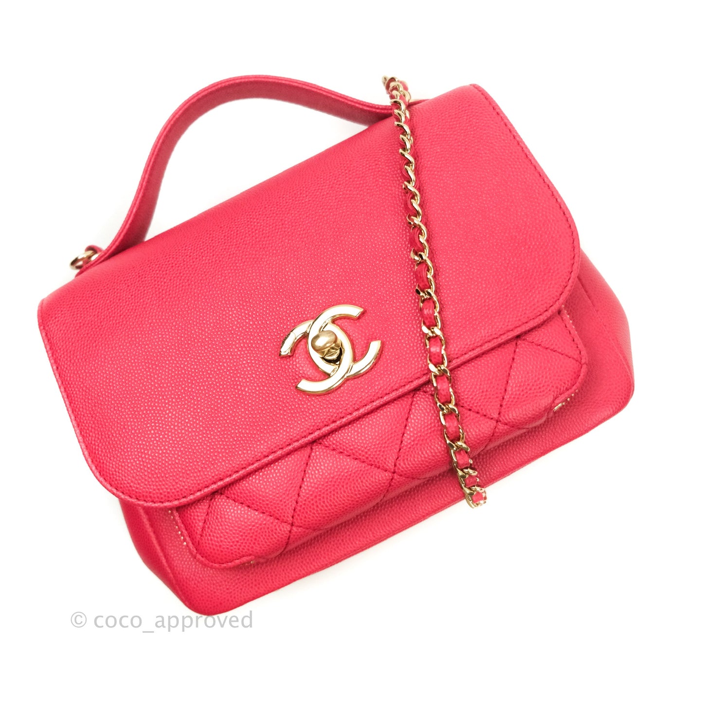 Chanel Quilted Small Business Affinity Flap Rosy Red Caviar Gold Hardware