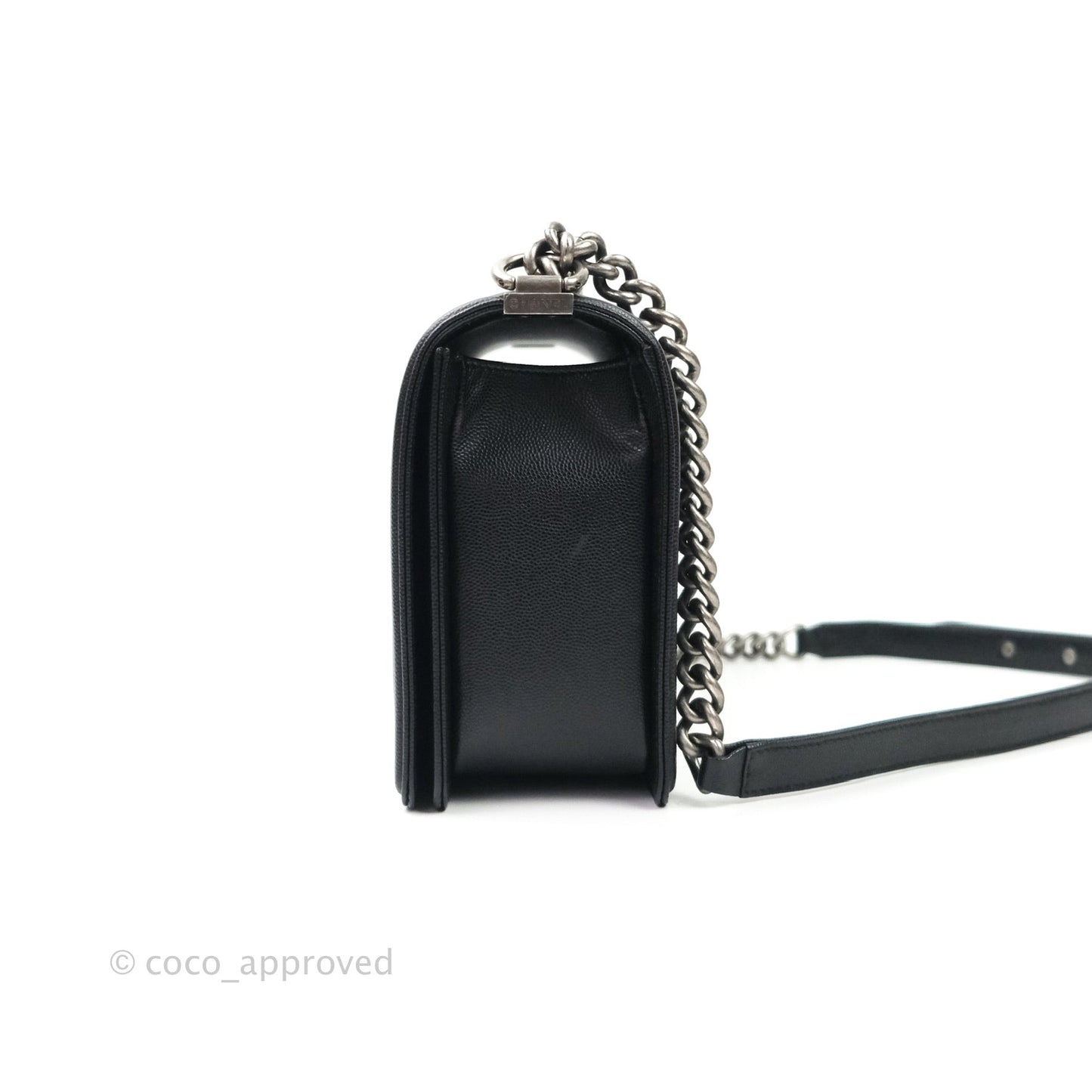 Chanel Boy New Medium Quilted Black Caviar Ruthenium Hardware