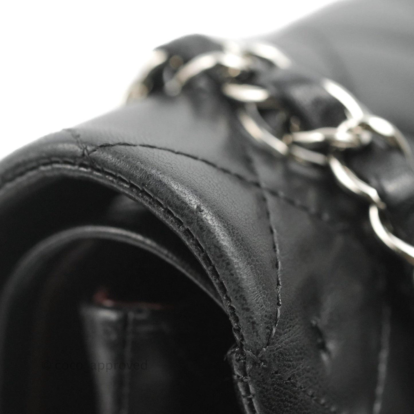 Chanel Classic M/L Medium Flap Quilted Black Lambskin Silver Hardware