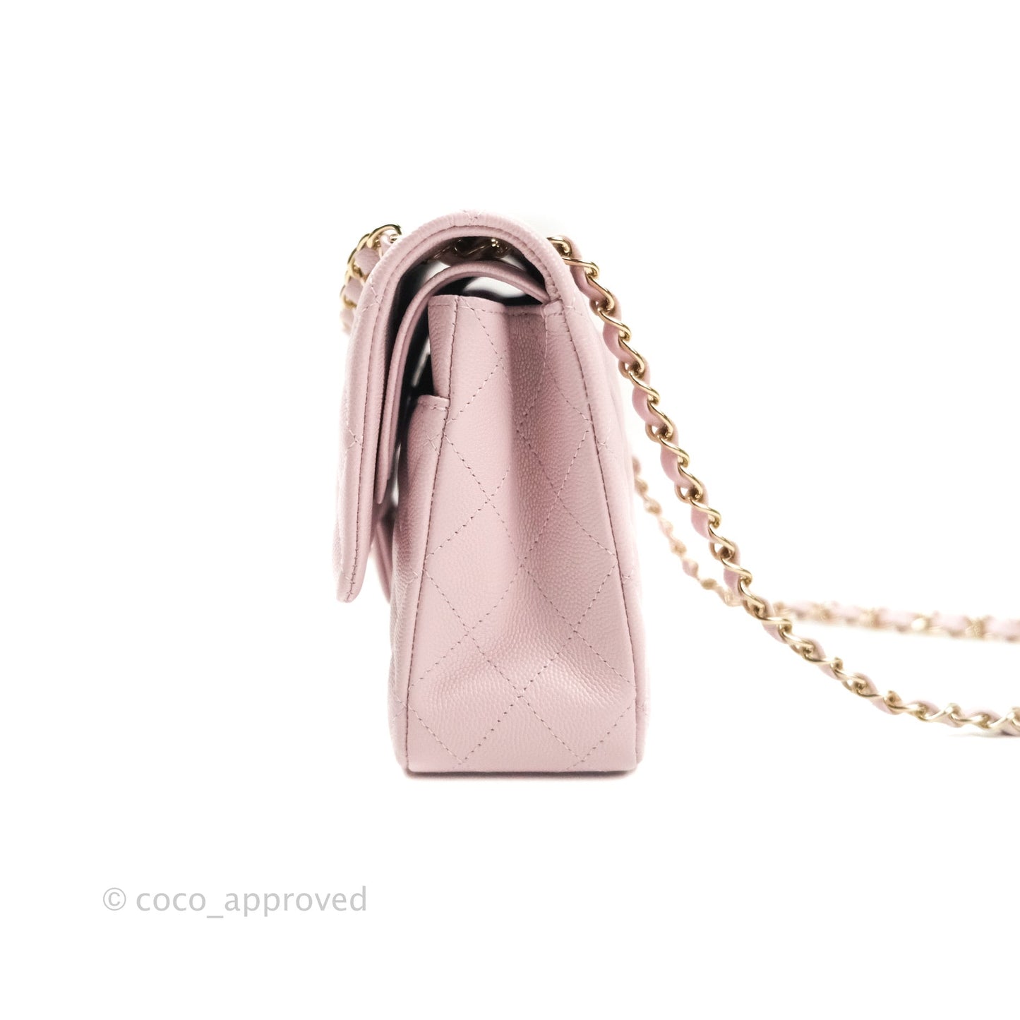 Chanel Classic M/L Medium Double Flap Bag Light Pink Caviar Gold Hardware