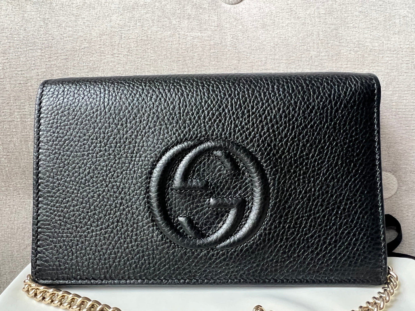 Luxury Gucci Trending 2025 Black Soho Chain Wallet