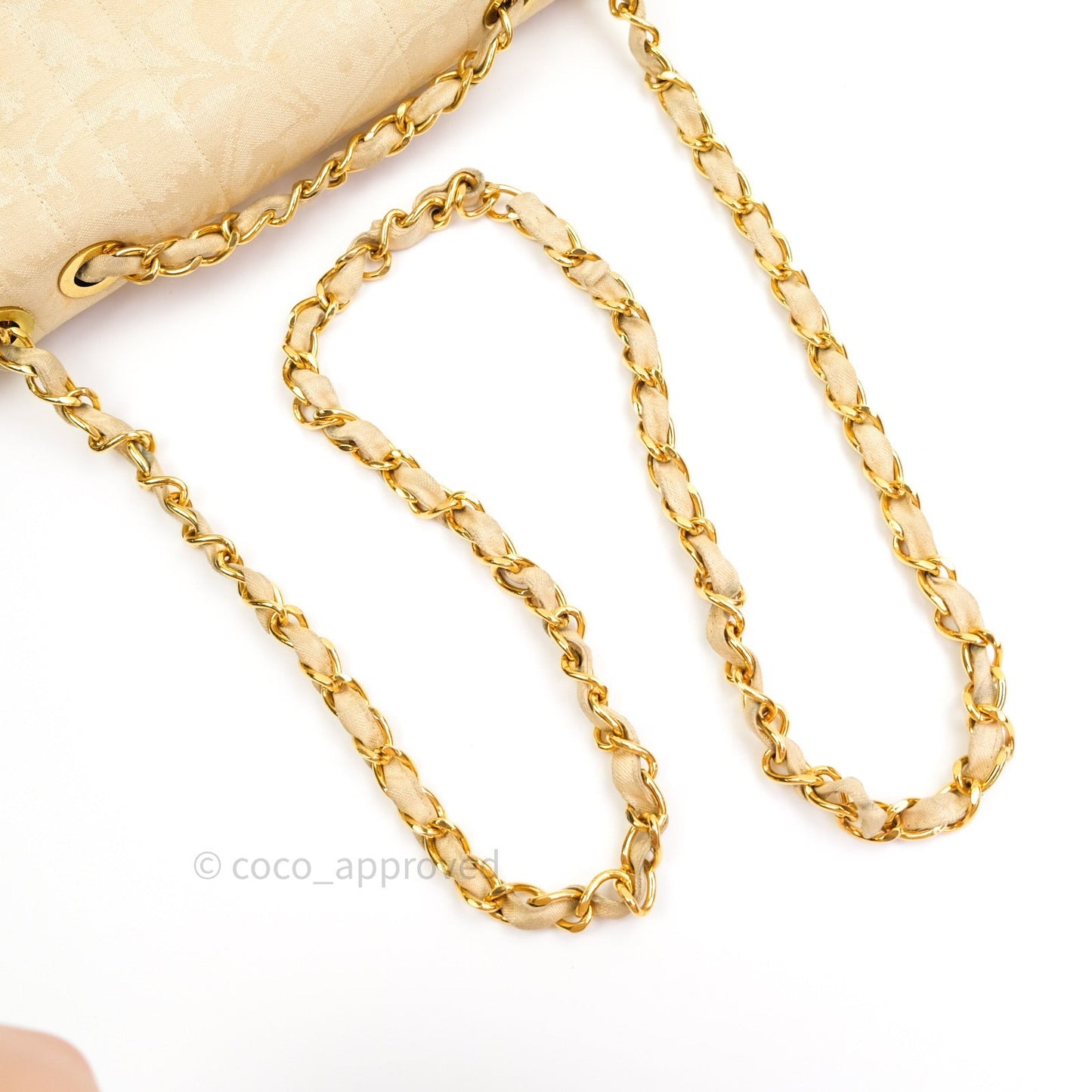 Chanel Vintage XL Jumbo Single Flap Gold Silk 24K Gold Hardware