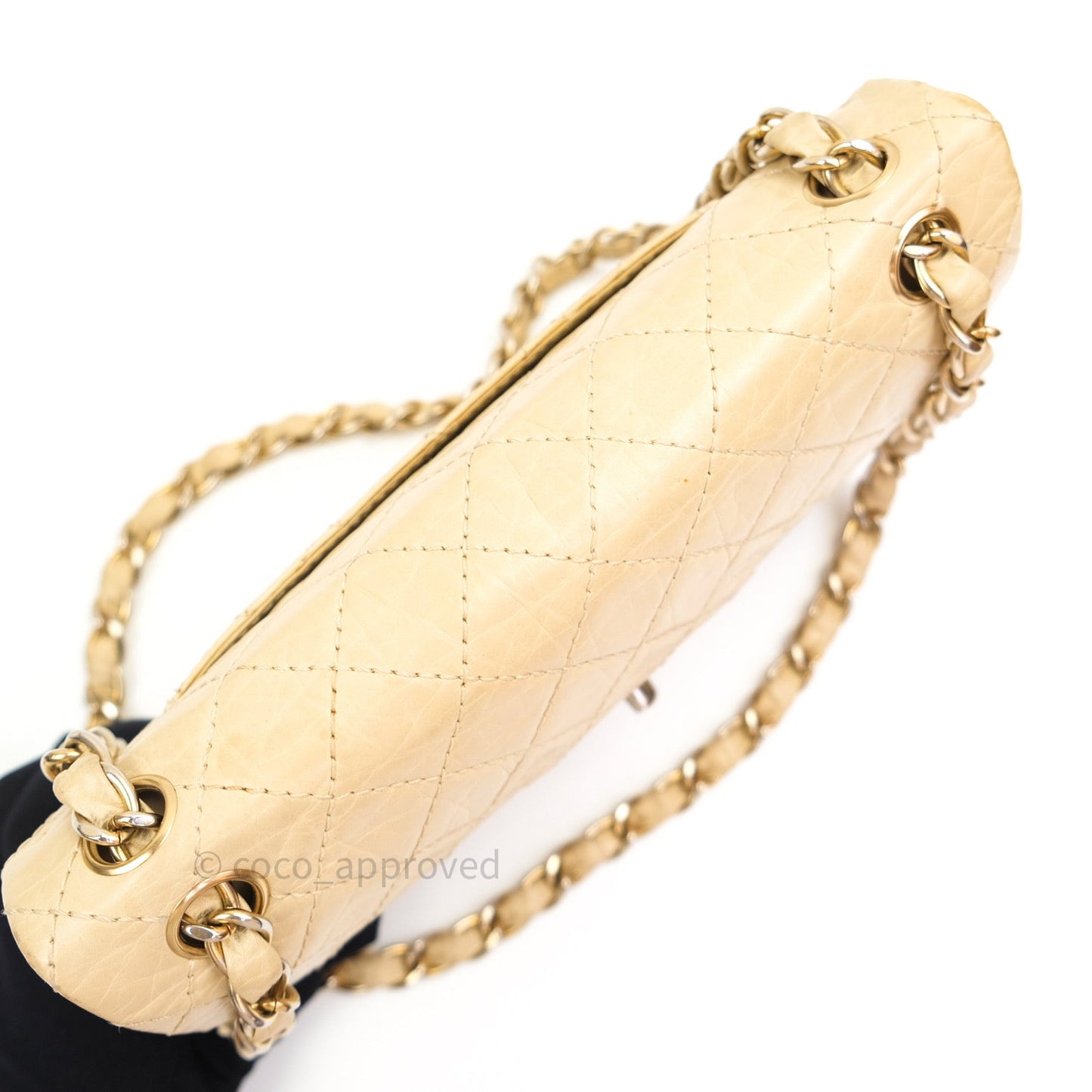 Chanel Vintage Medium Light Beige Calfskin Gold Hardware