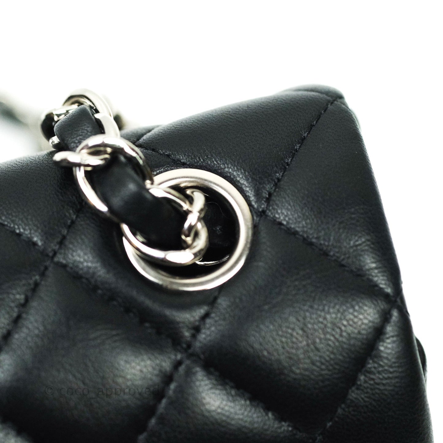 Chanel Quilted Mini Rectangular Black Lambskin Silver Hardware