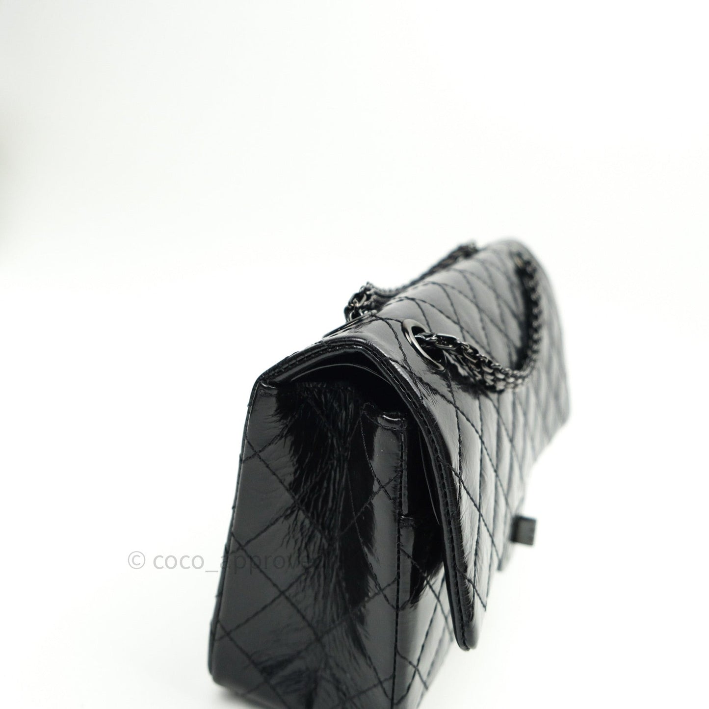 Chanel 2.55 Reissue Glazed Calfskin So Black 225 Black Hardware