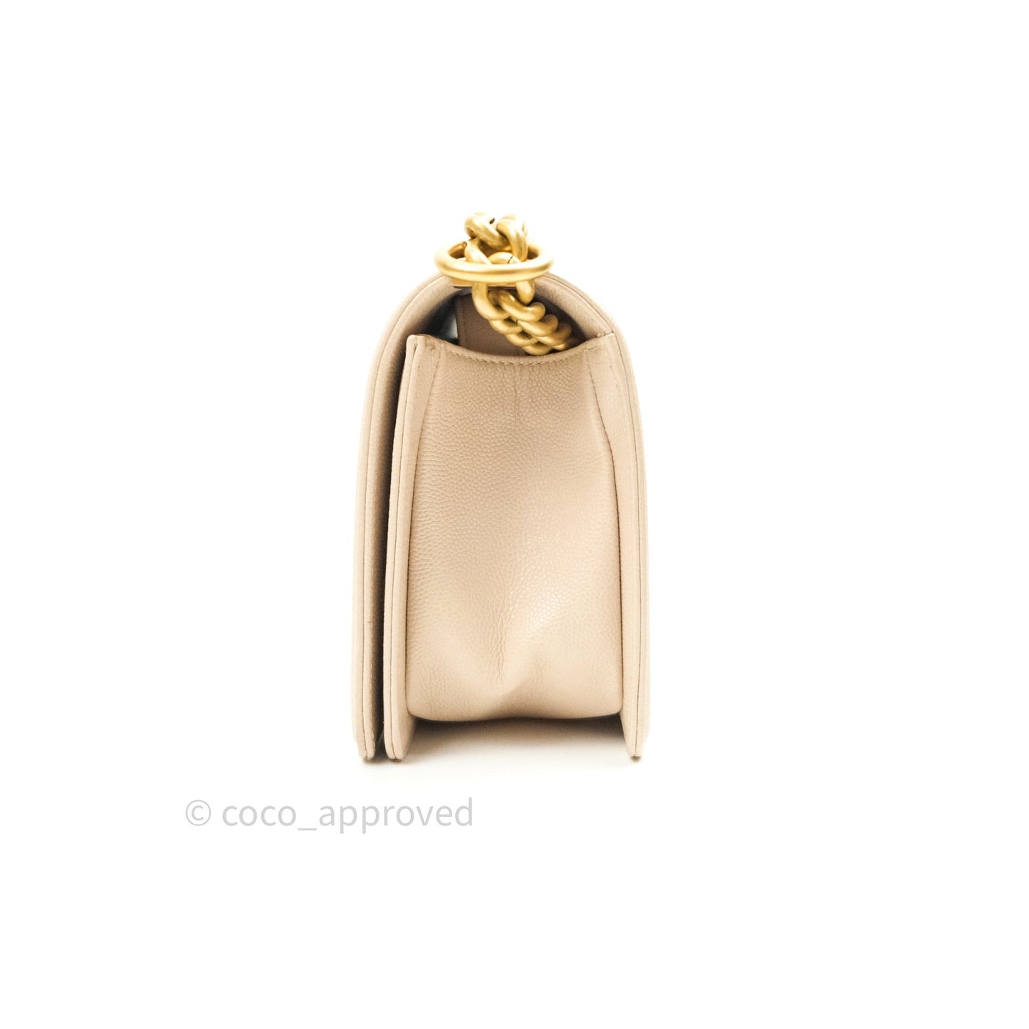 Chanel Boy Chevron Medium Beige Caviar Gold Hardware