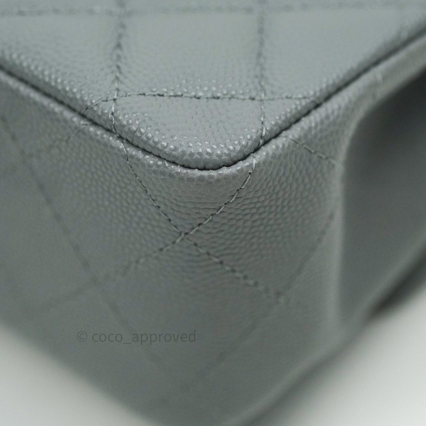 Chanel Classic Small S/M Flap Grey Caviar Light Gold Hardware