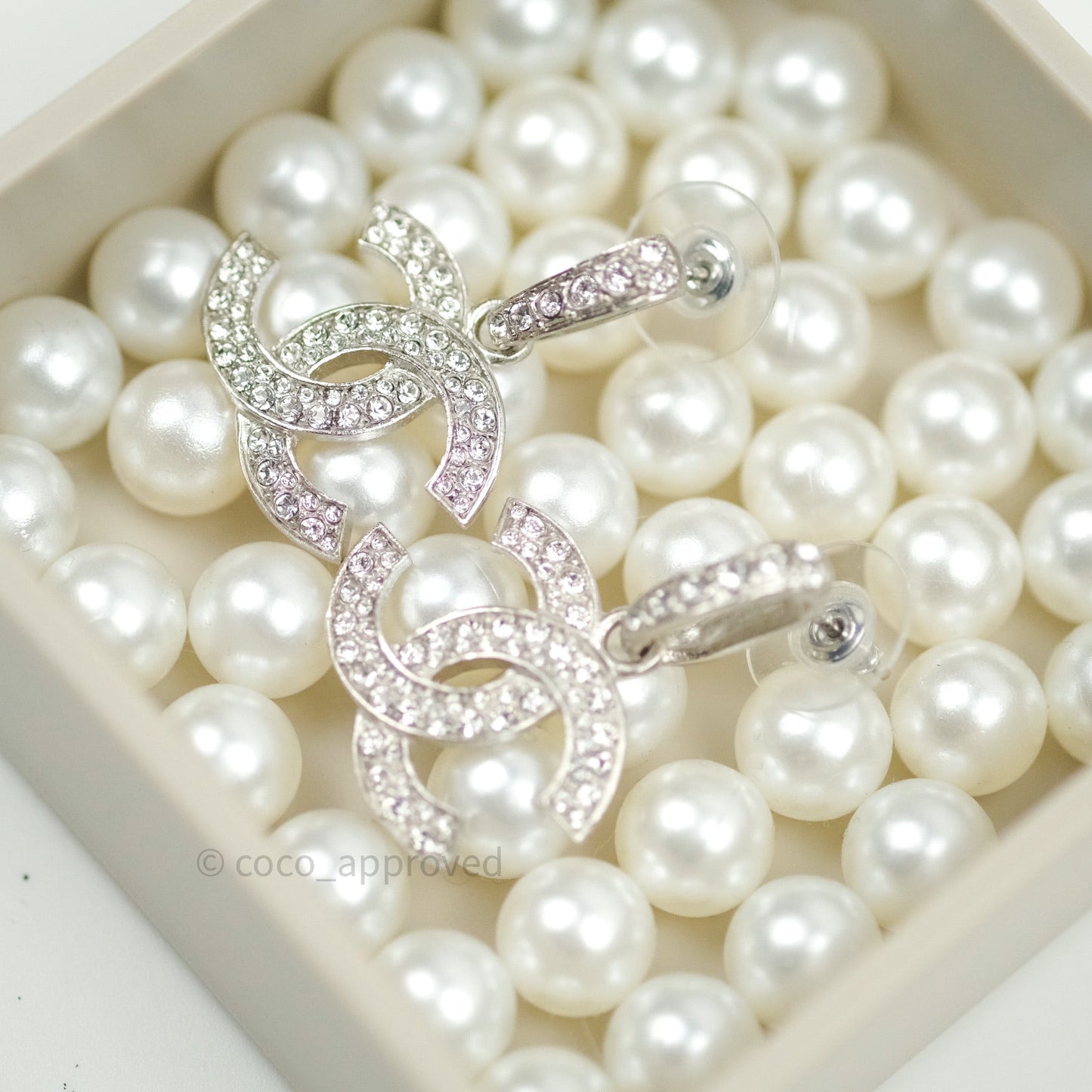 Chanel Crystal Dangling CC Earrings
