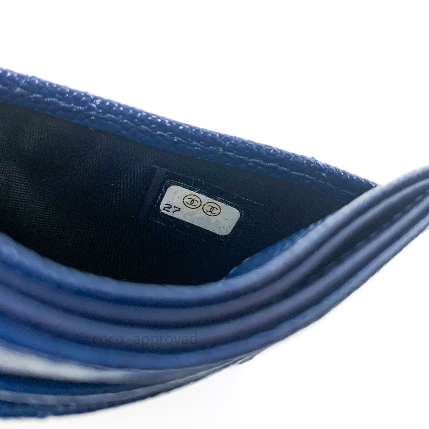 Chanel Quilted Classic Navy Caviar Gold Hardware Flat Card Holder