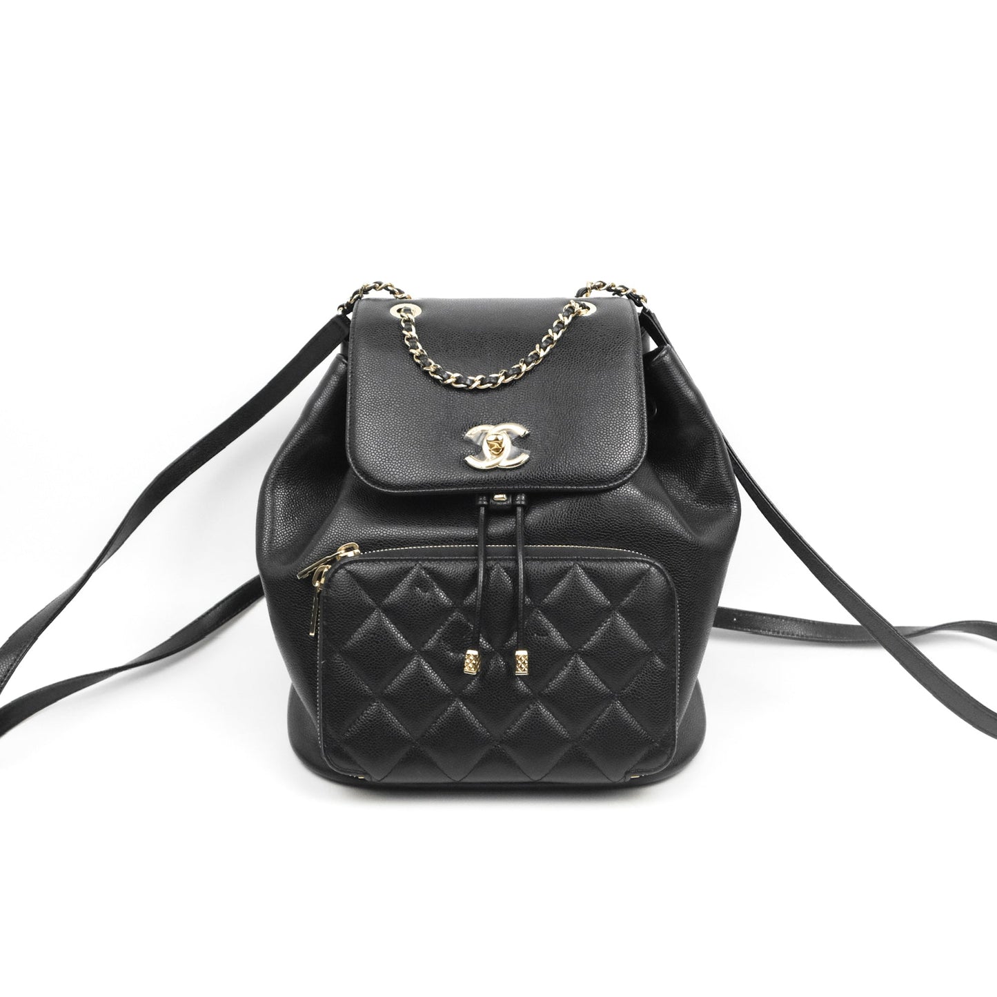 Chanel Quilted Business Affinity Backpack Black Caviar Gold Hardware