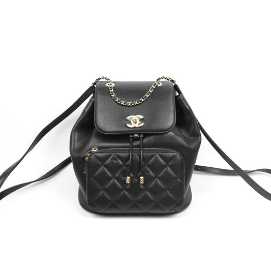 Chanel Quilted Business Affinity Backpack Black Caviar Gold Hardware