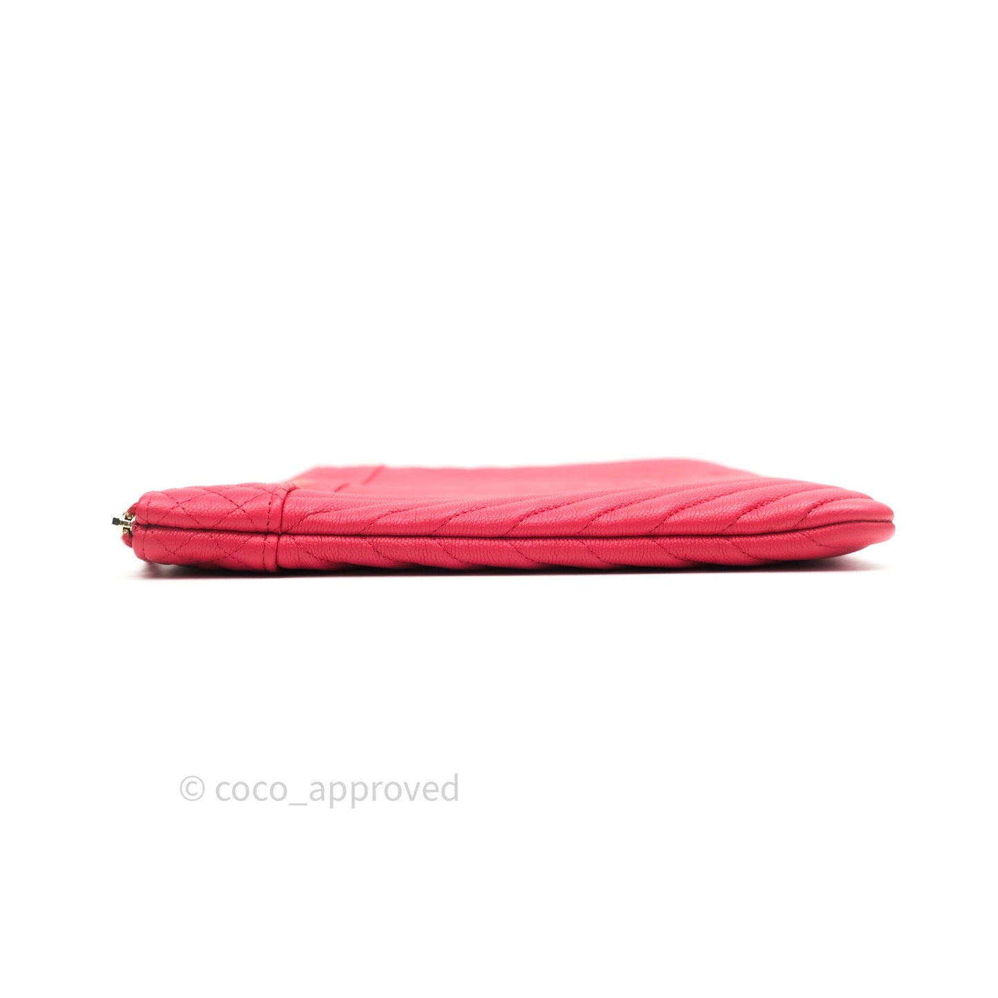 Chanel Chevron Quilted Large Cosmetic Case Red Caviar Gold Hardware