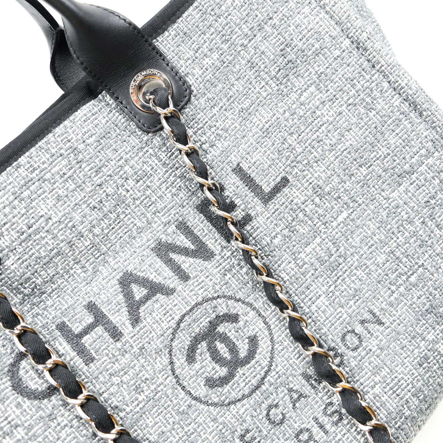 Chanel Large Deauville Charcoal Grey Canvas